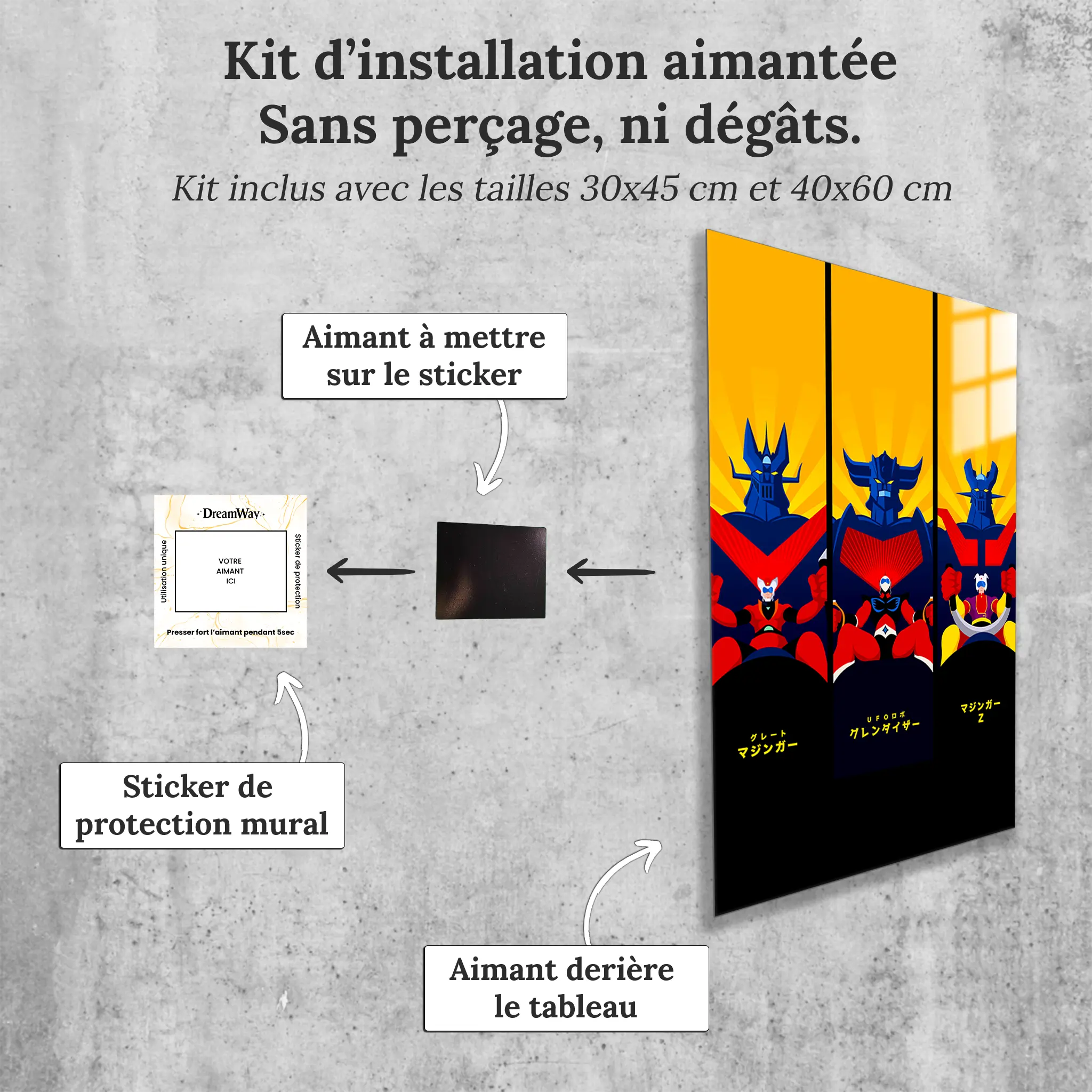 tableau-goldorak-pilots-avec-installation-aimantee | DreamWay
