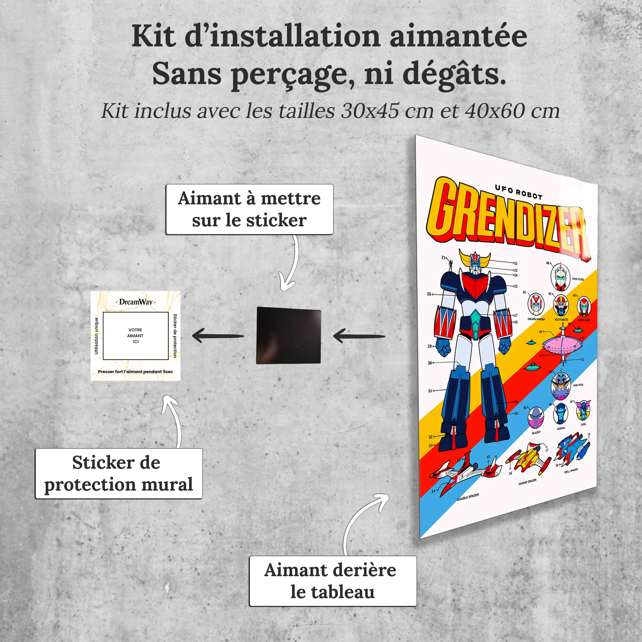 tableau-goldorak-robot-affiche-avec-installation-aimantee | DreamWay