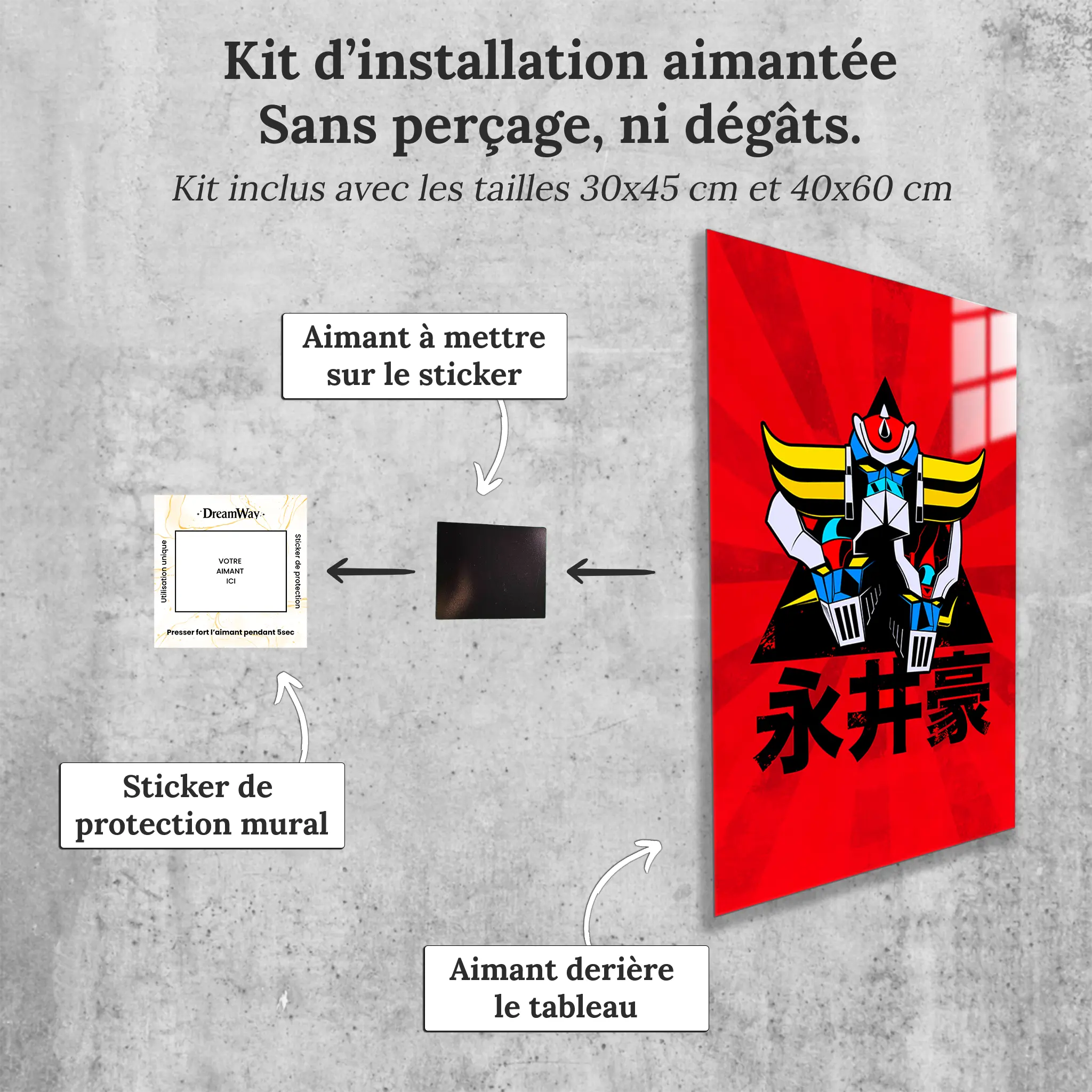 tableau-goldorak-trio-avec-installation-aimantee | DreamWay