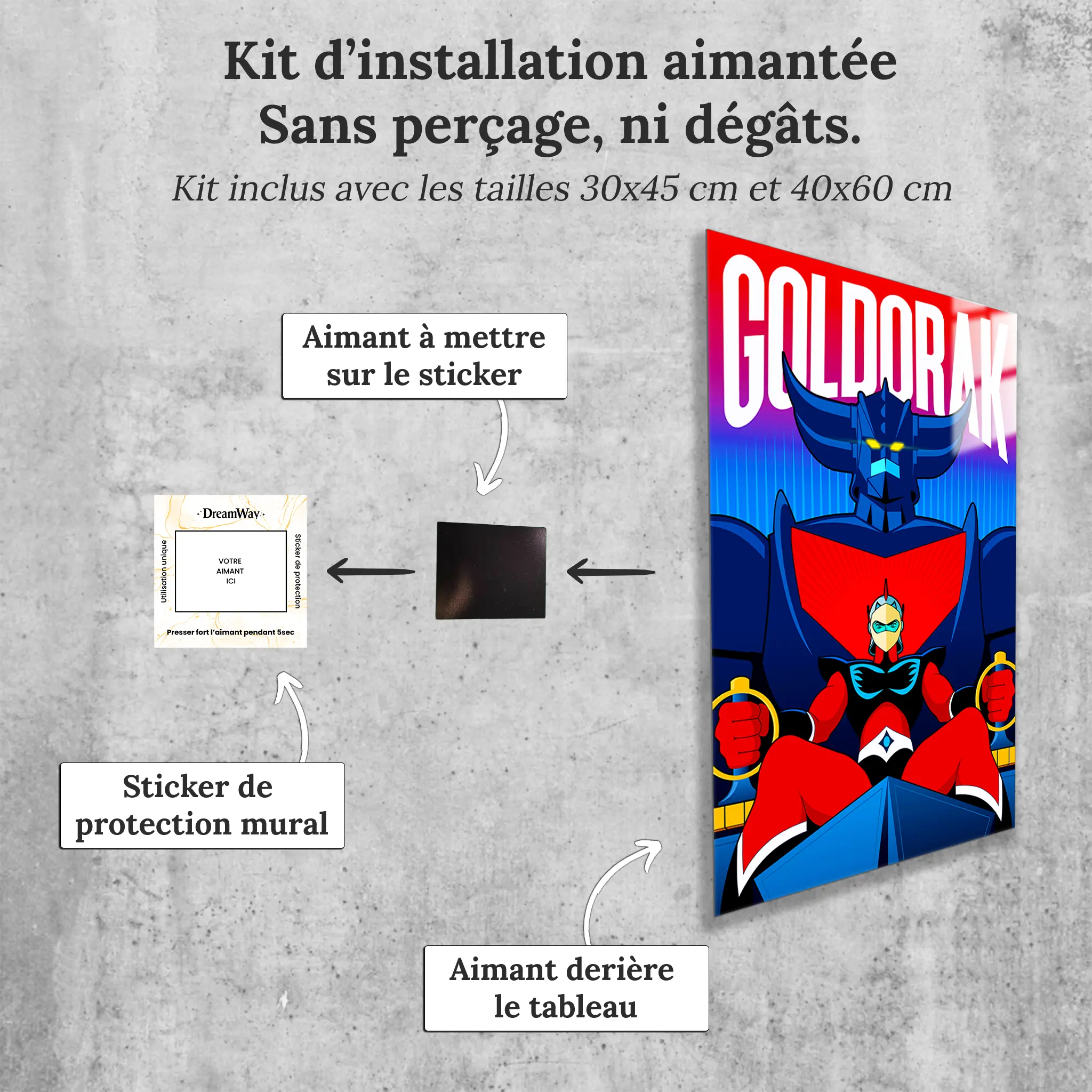 tableau-goldorak-vaisseau-avec-installation-aimantee | DreamWay
