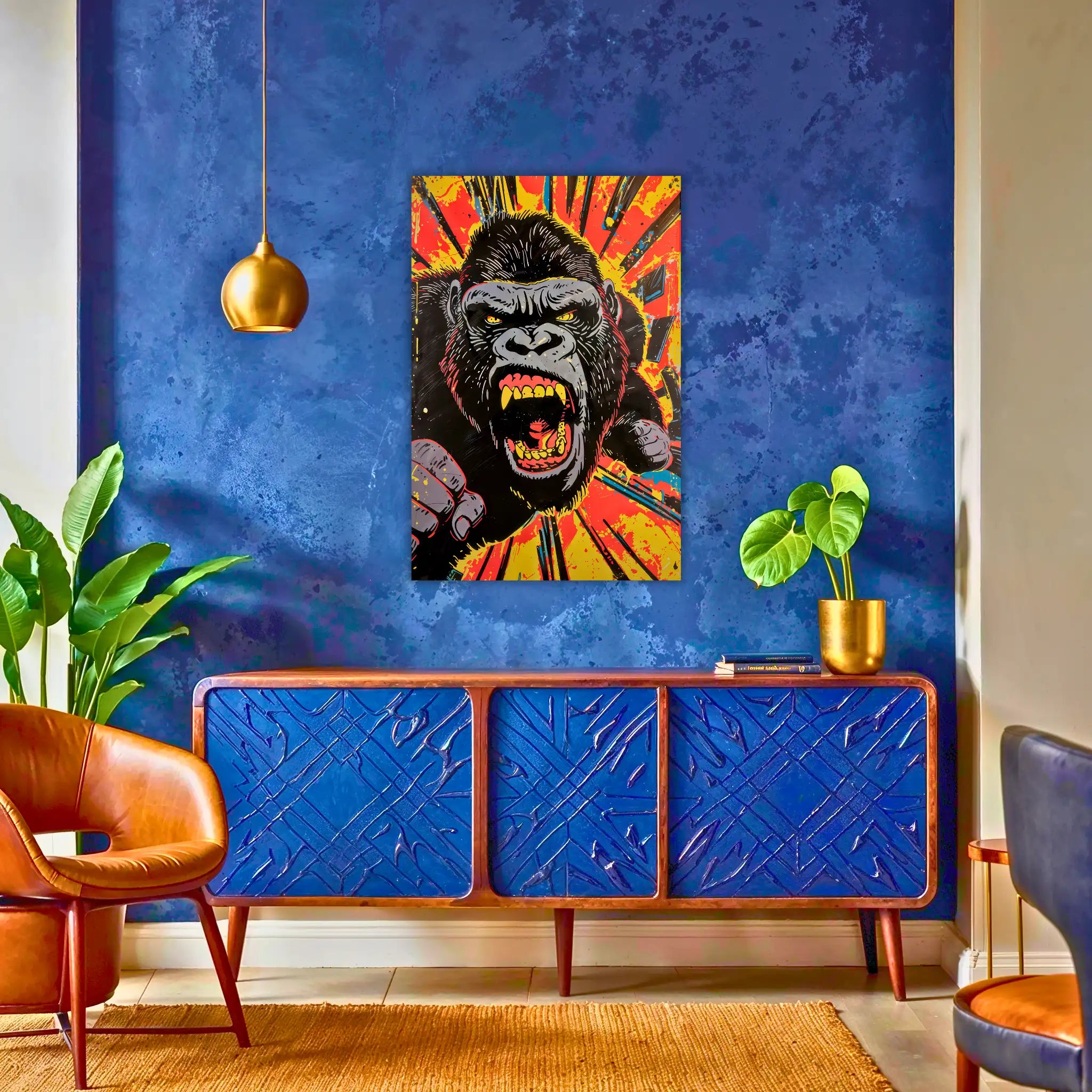 tableau-gorille-pop-art-au-dessus-du-buffet | DreamWay