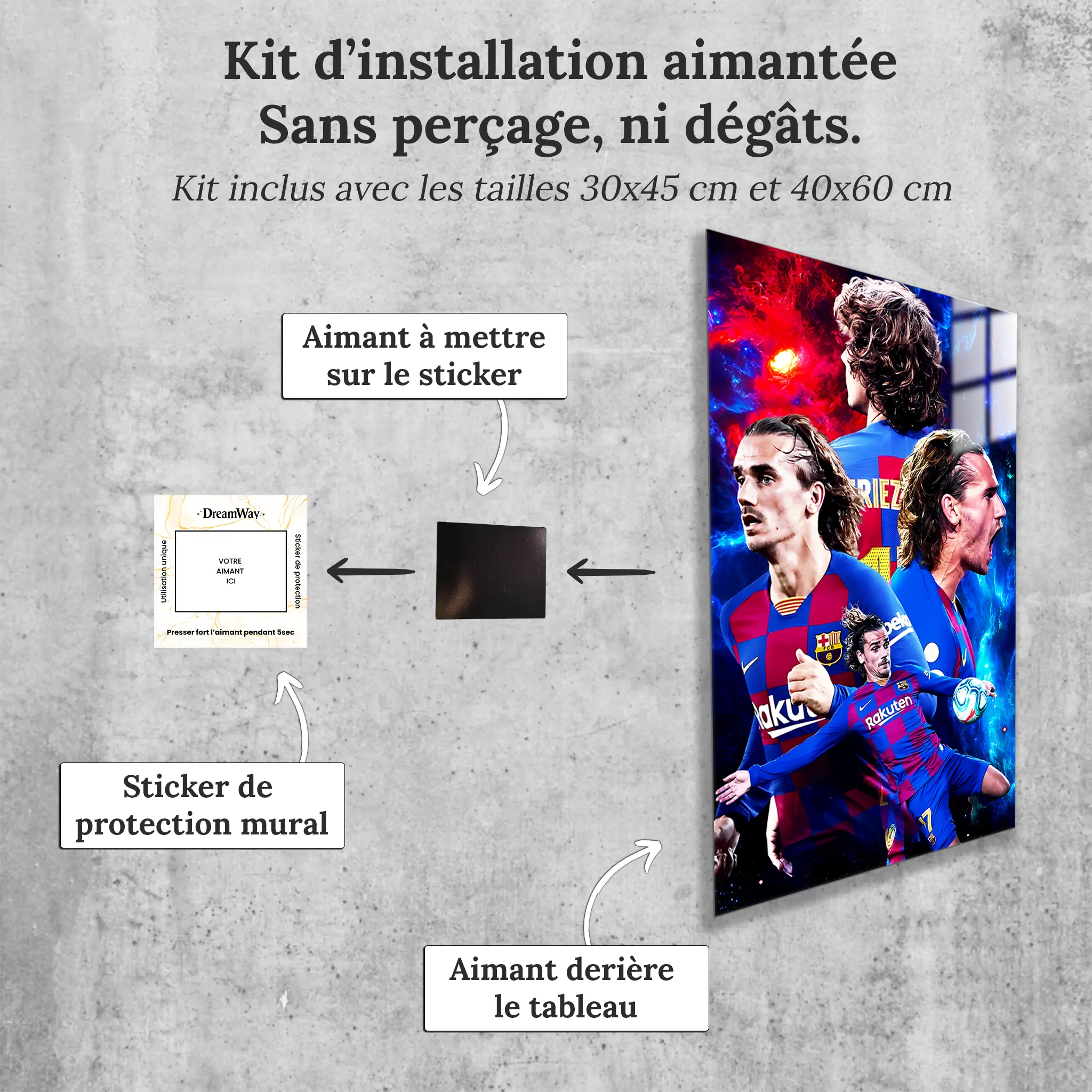 tableau-griezmann-fc-barcelone-avec-installation-aimantee | DreamWay