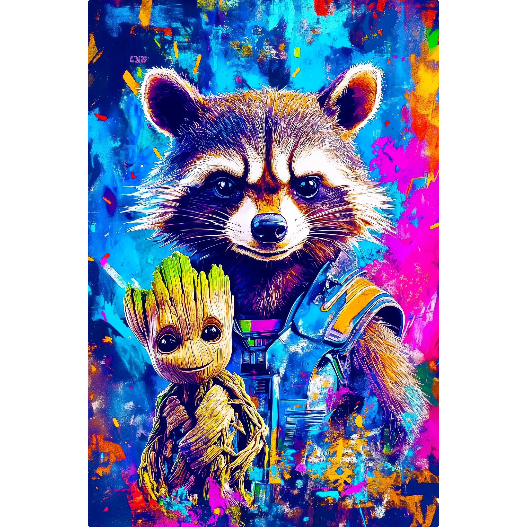Tableau Groot Et Rocket Pop Art