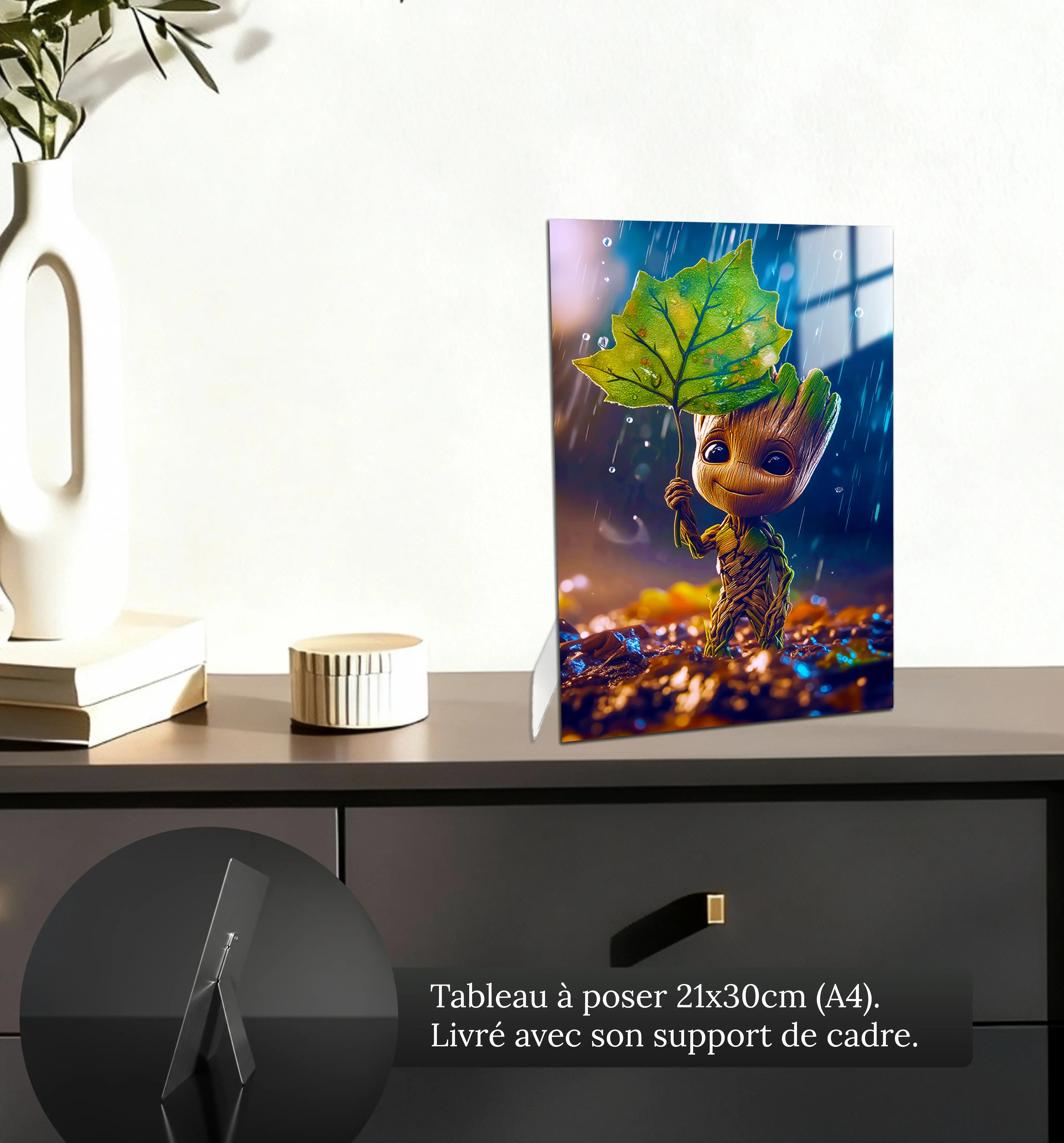 tableau-groot-sous-la-pluie-petit-format-a-poser-sur-meuble | DreamWay