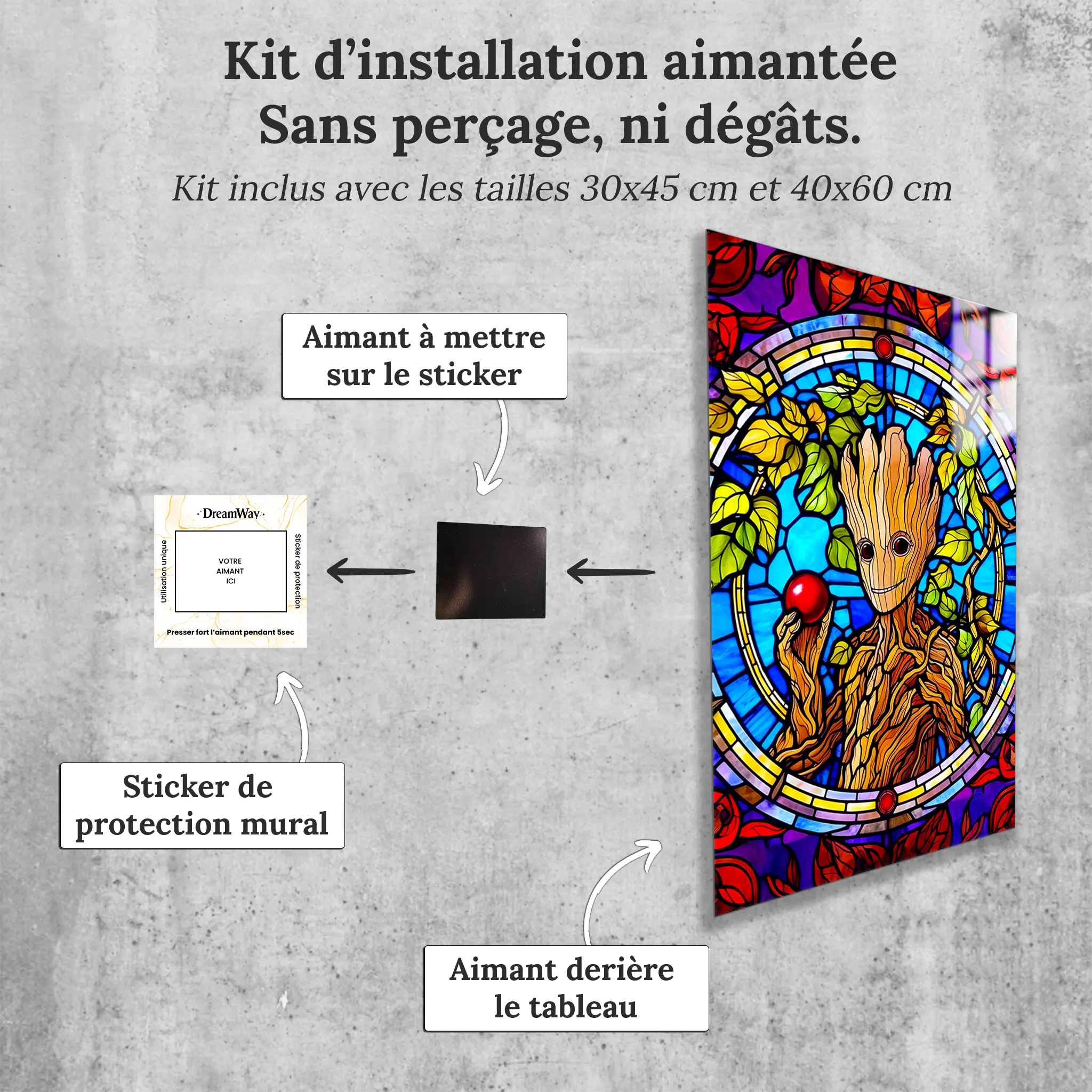 tableau-groot-vitrail-avec-installation-aimantee | DreamWay