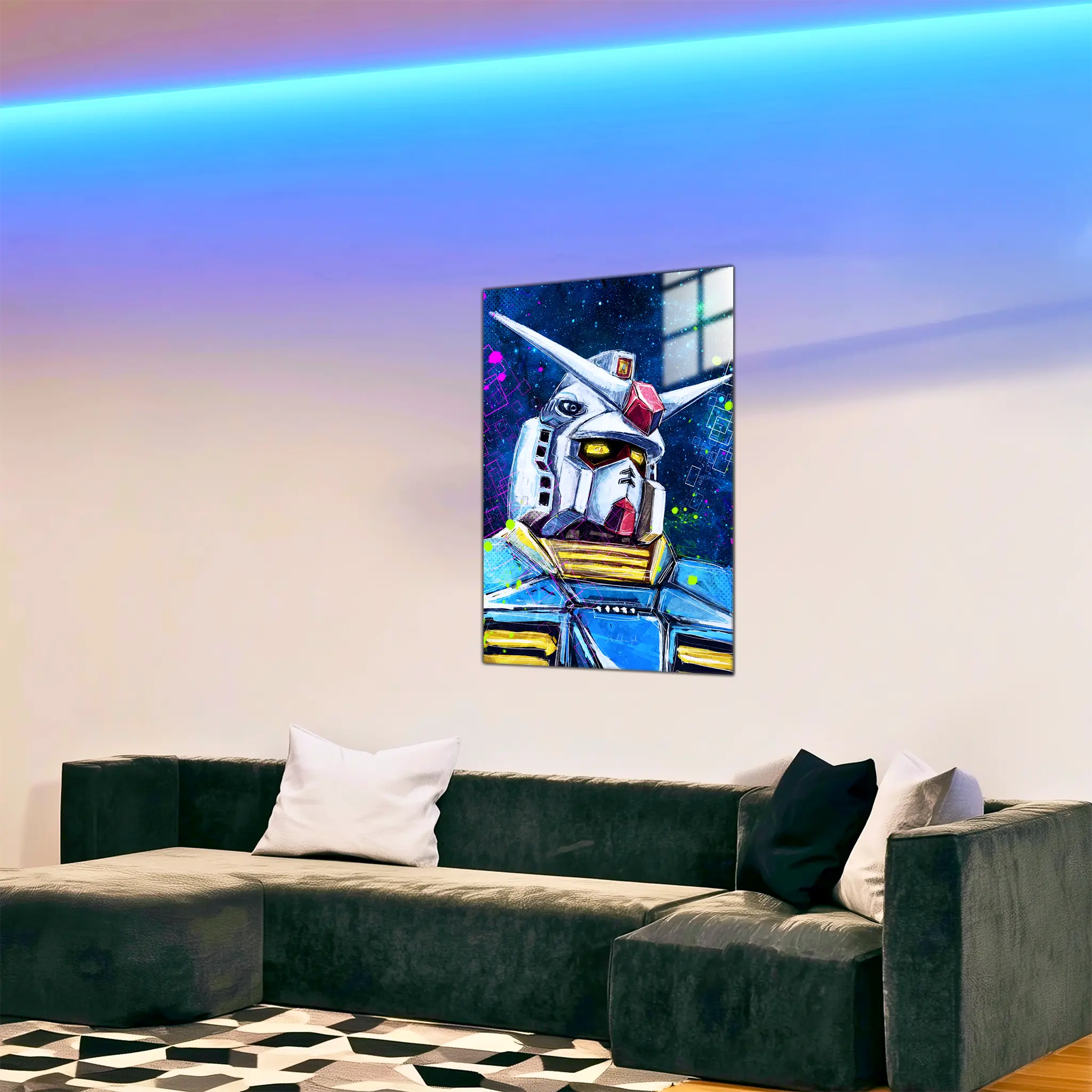 tableau-gundam-colore-portrait-dans-le-salon | DreamWay