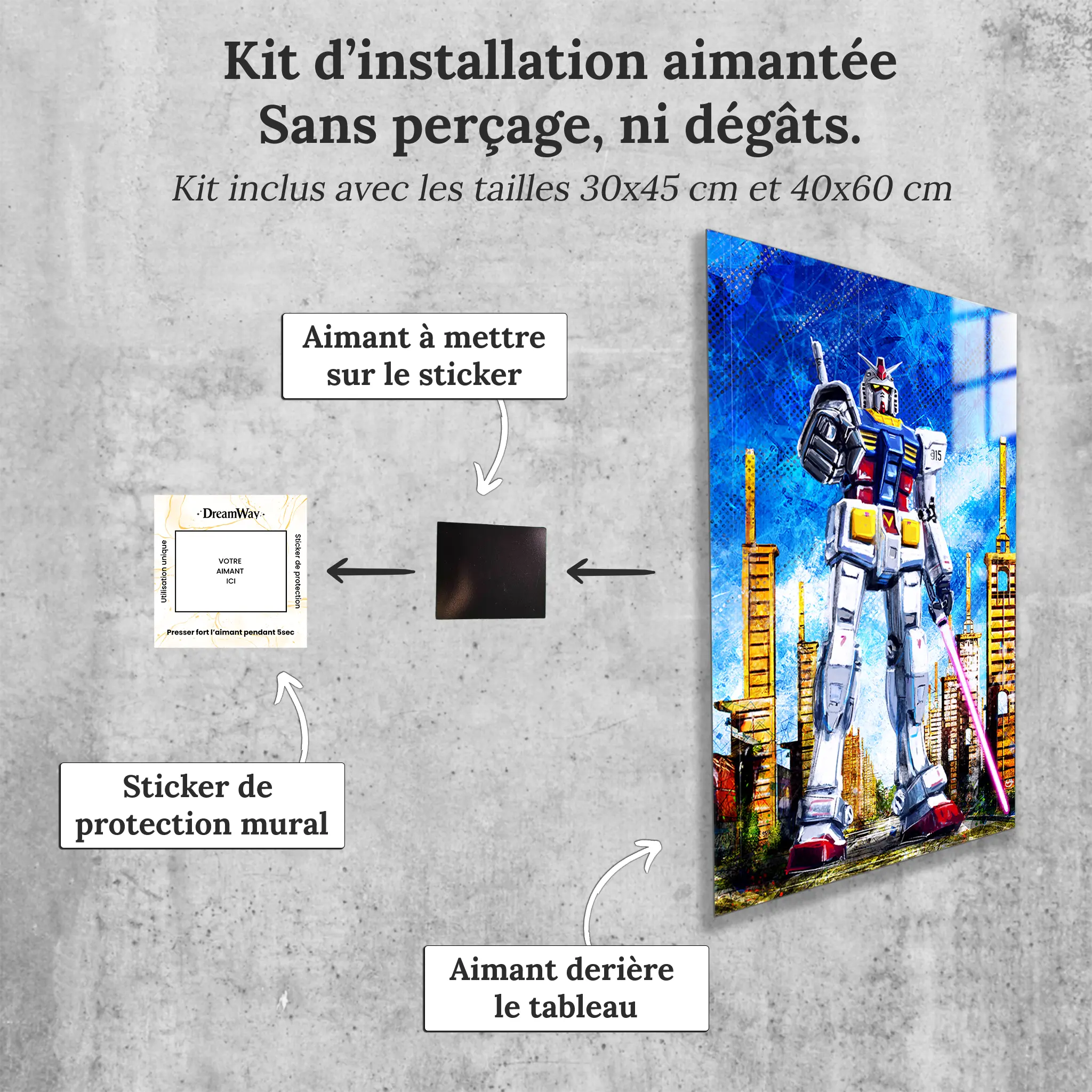 tableau-gundam-parco-dora-turin-avec-installation-aimantee | DreamWay