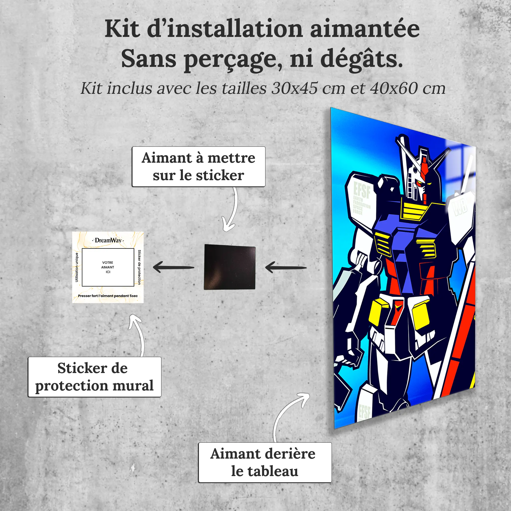 tableau-gundam-portrait-avec-installation-aimantee | DreamWay
