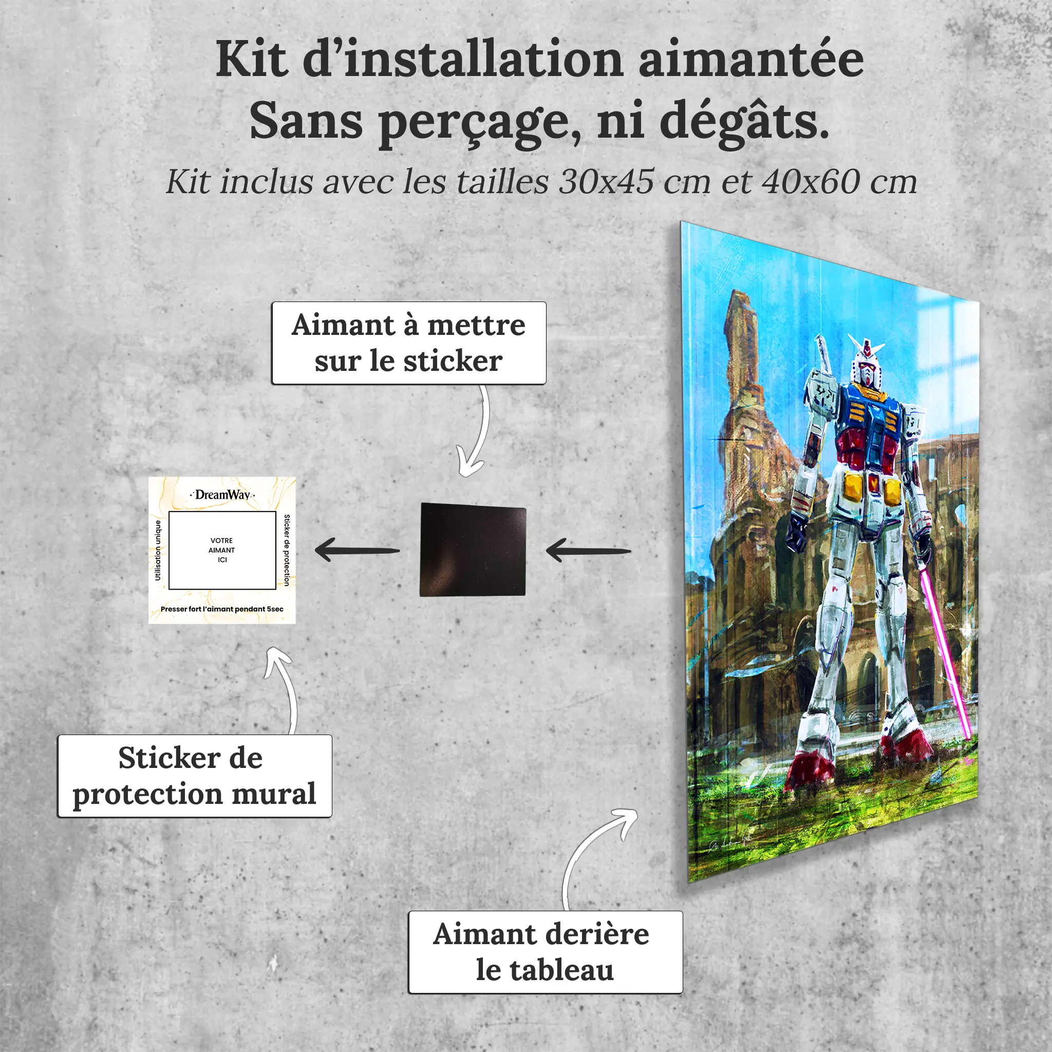 tableau-gundam-rome-avec-installation-aimantee | DreamWay