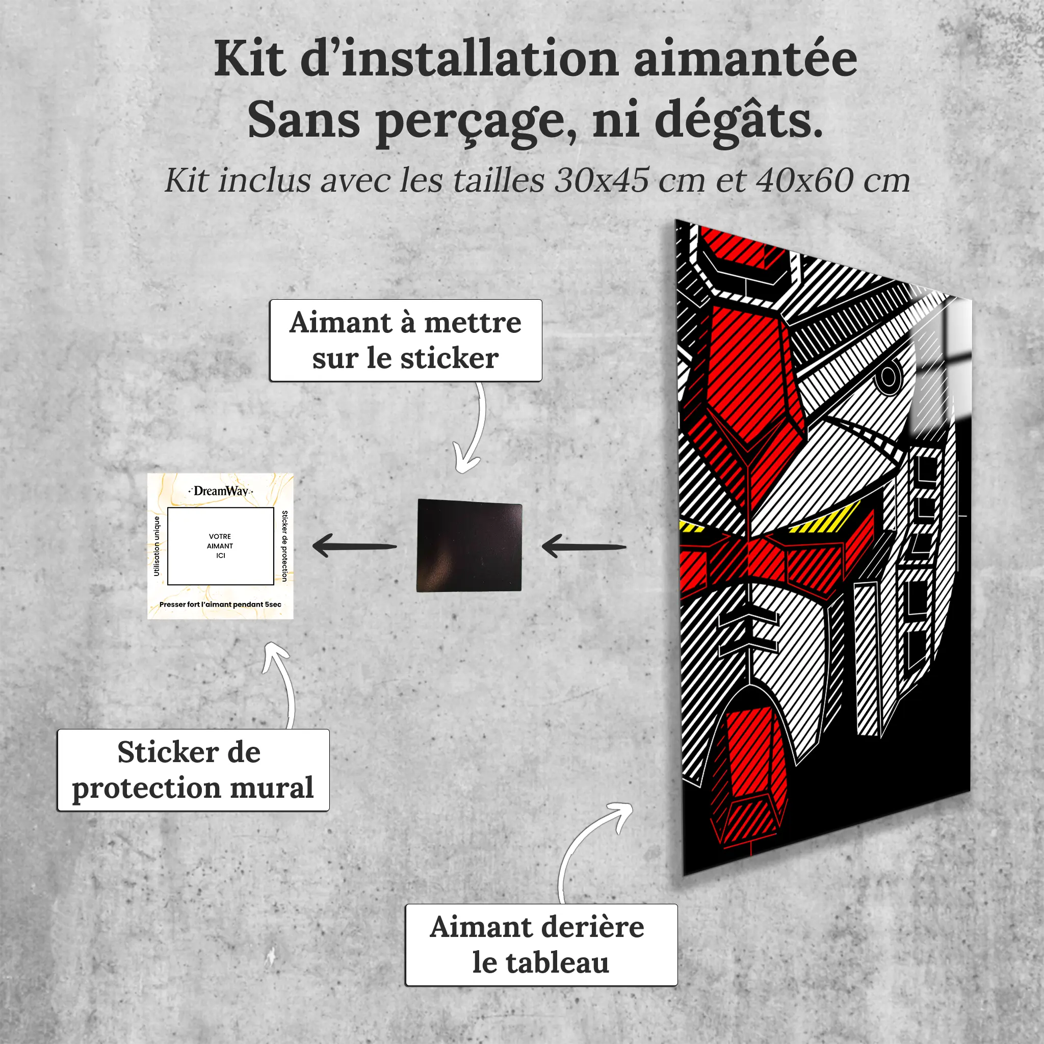 tableau-gundam-stripes-avec-installation-aimantee | DreamWay