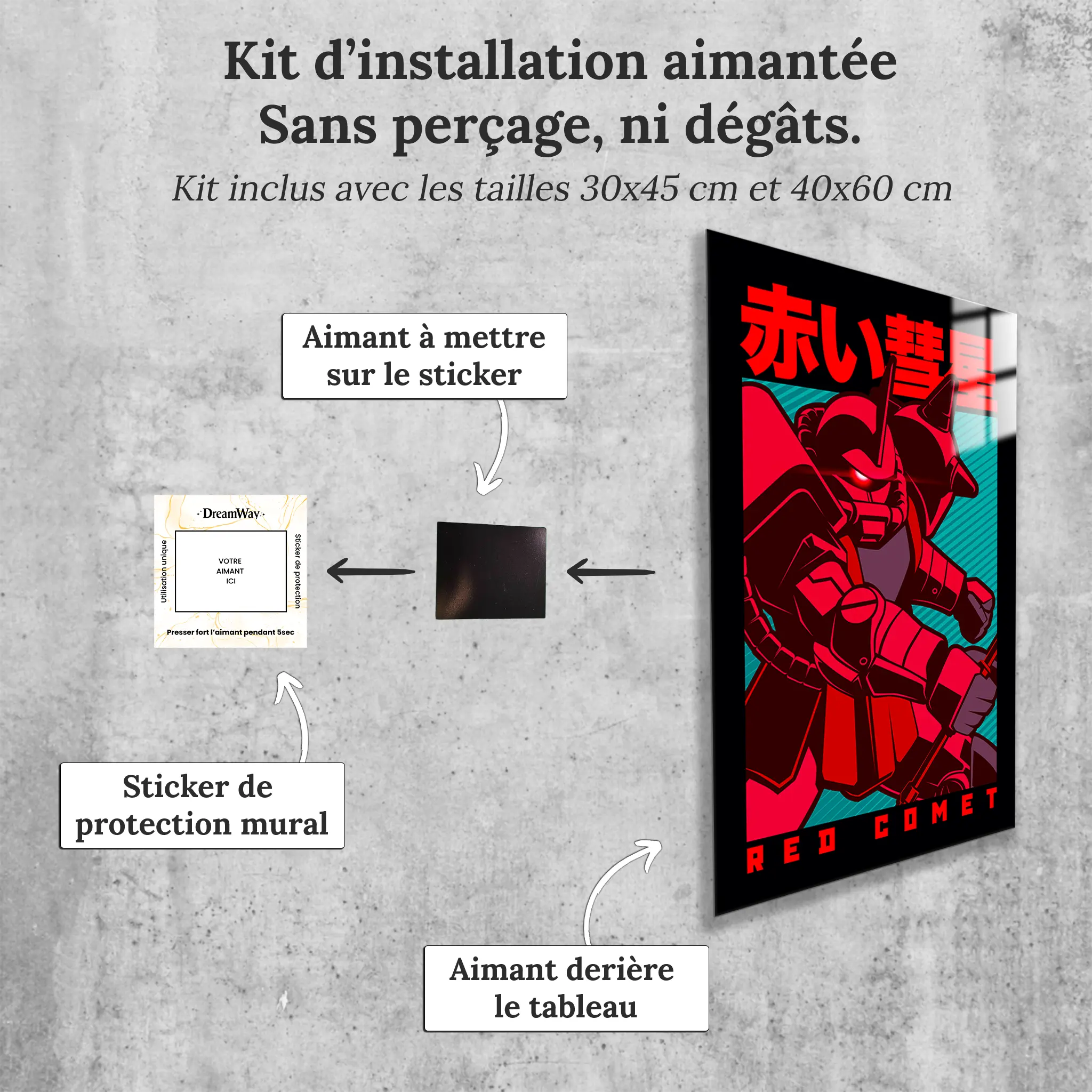 tableau-gundam-the-red-comet-avec-installation-aimantee | DreamWay