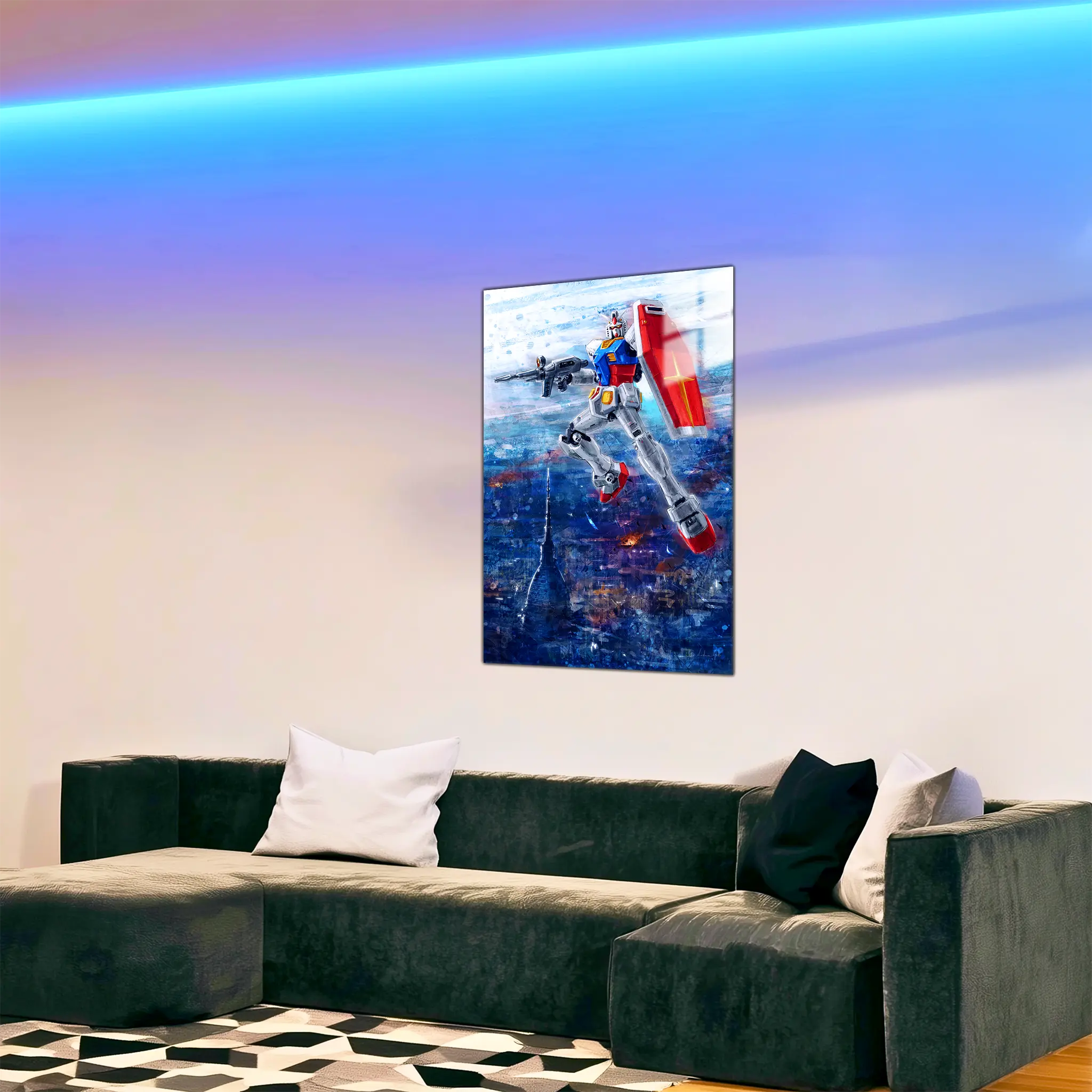 tableau-gundam-turin-en-vol-dans-le-salon | DreamWay