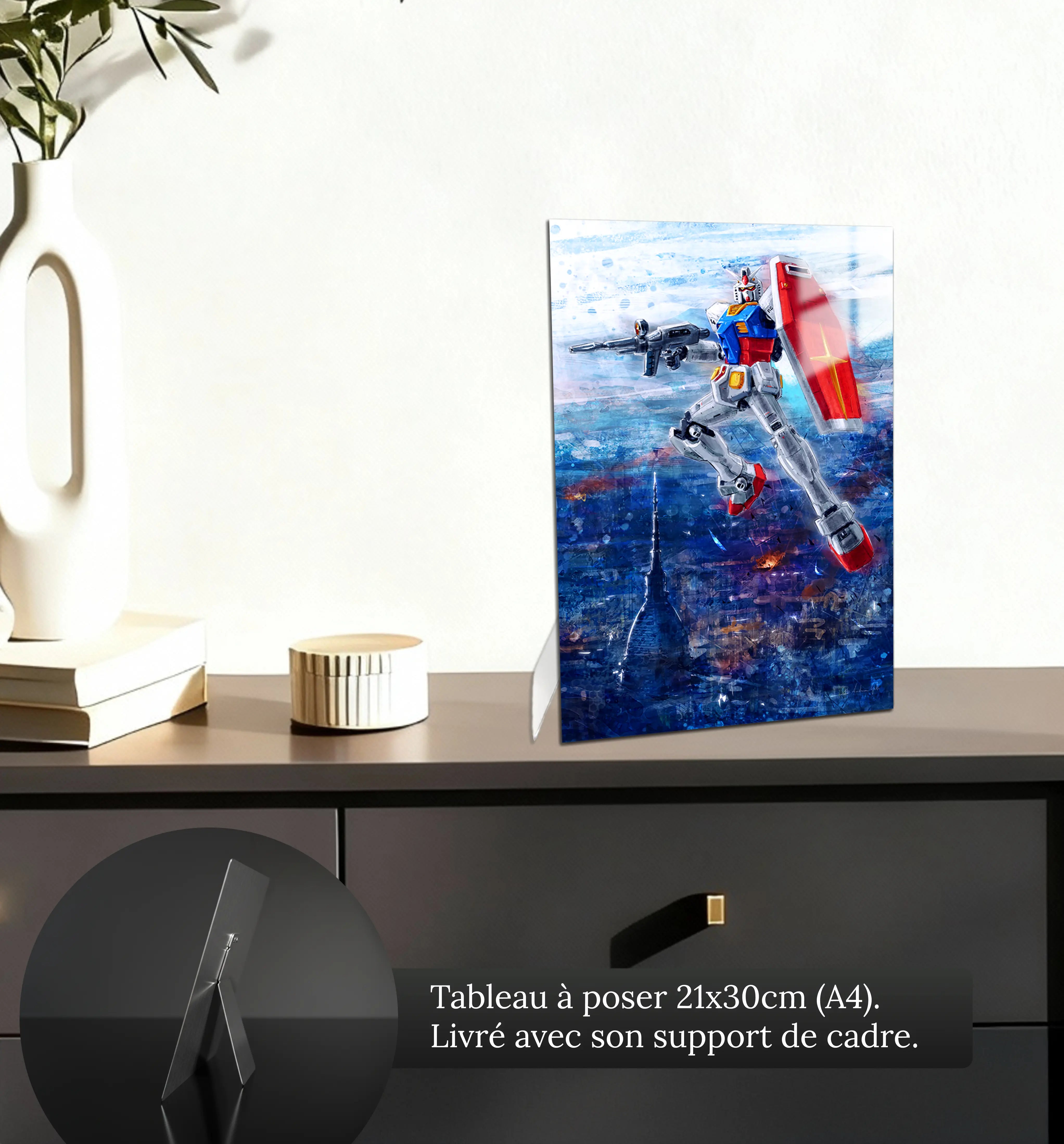 tableau-gundam-turin-en-vol-petit-format-a-poser-sur-meuble | DreamWay