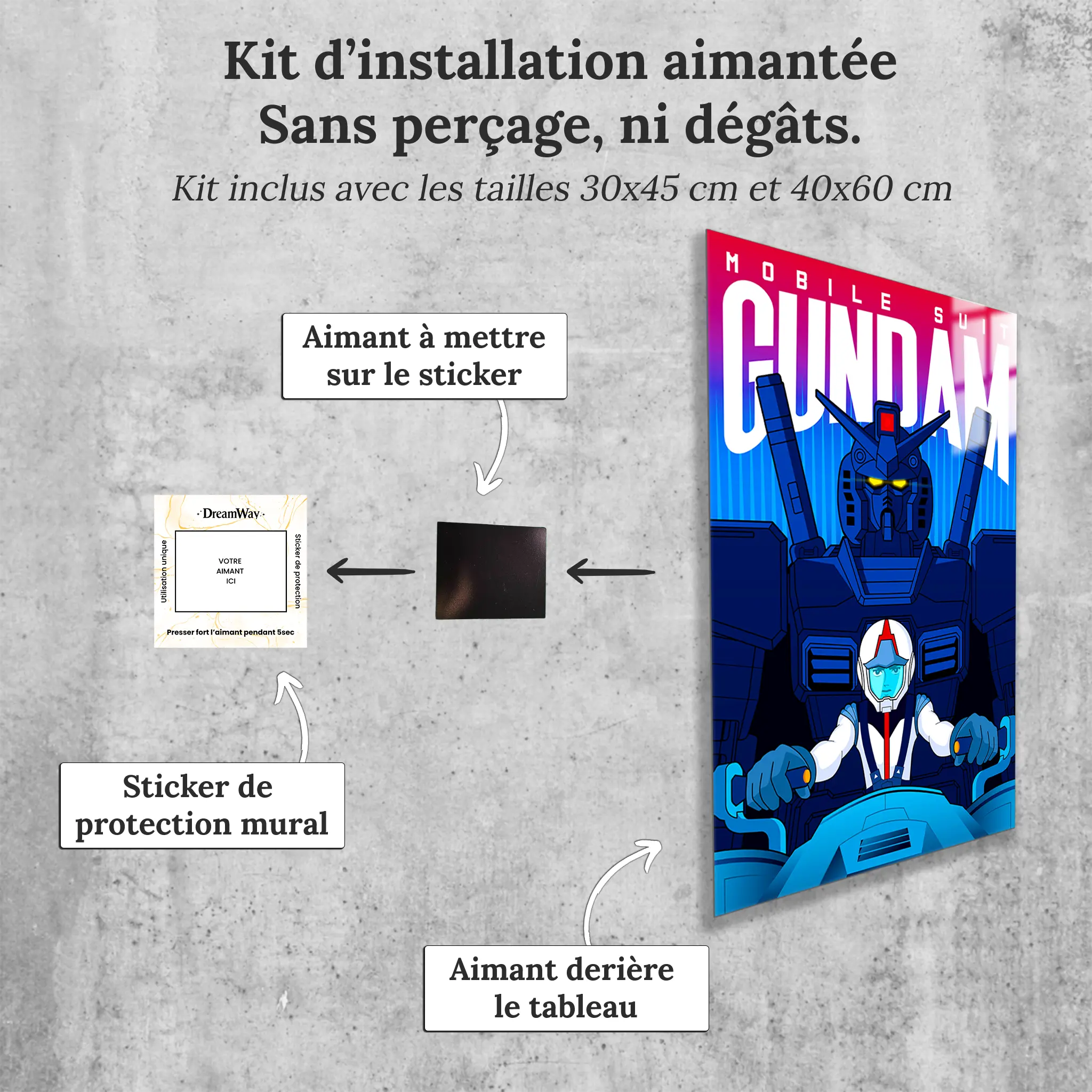 tableau-gundam-vaisseau-avec-installation-aimantee | DreamWay
