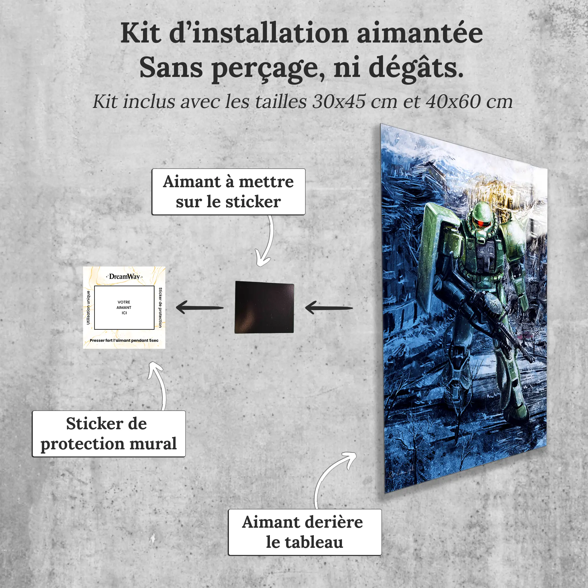 tableau-gundam-zaku-2-turin-avec-installation-aimantee | DreamWay