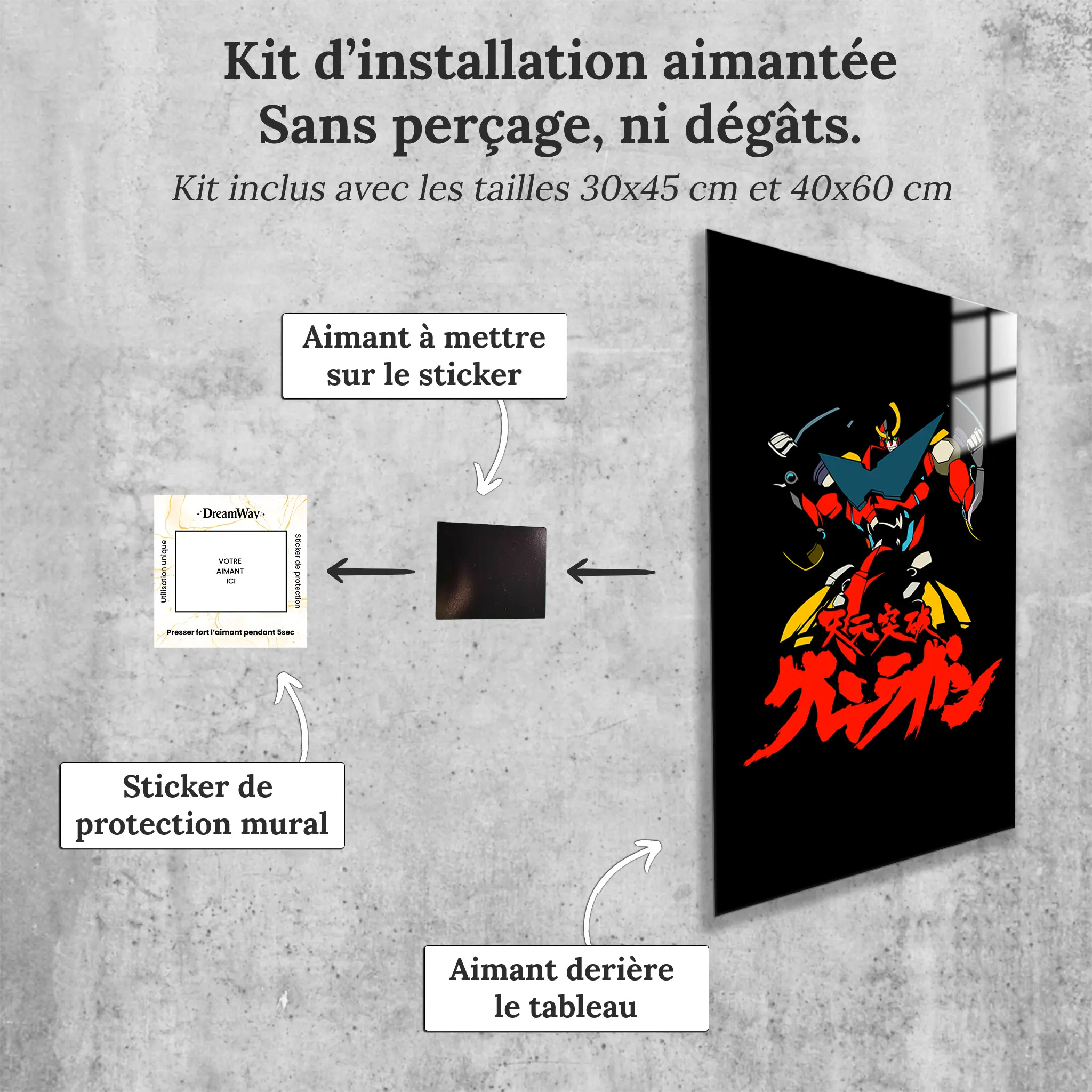 tableau-gurren-lagann-logo-avec-installation-aimantee | DreamWay