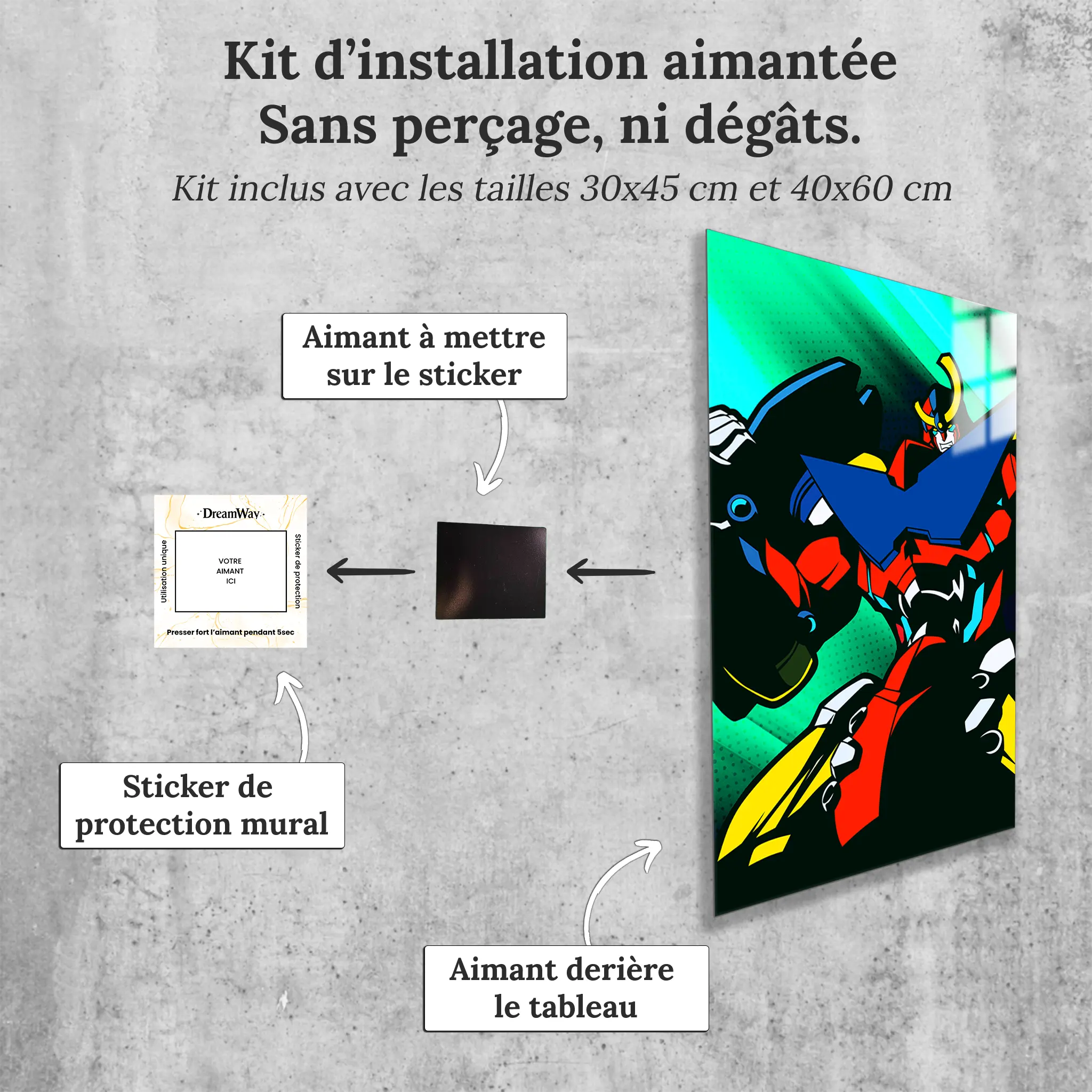 tableau-gurren-lagann-portrait-avec-installation-aimantee | DreamWay