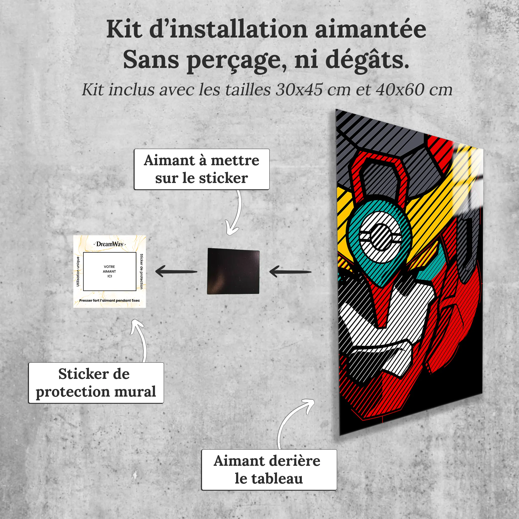 tableau-gurren-lagann-visage-avec-installation-aimantee | DreamWay
