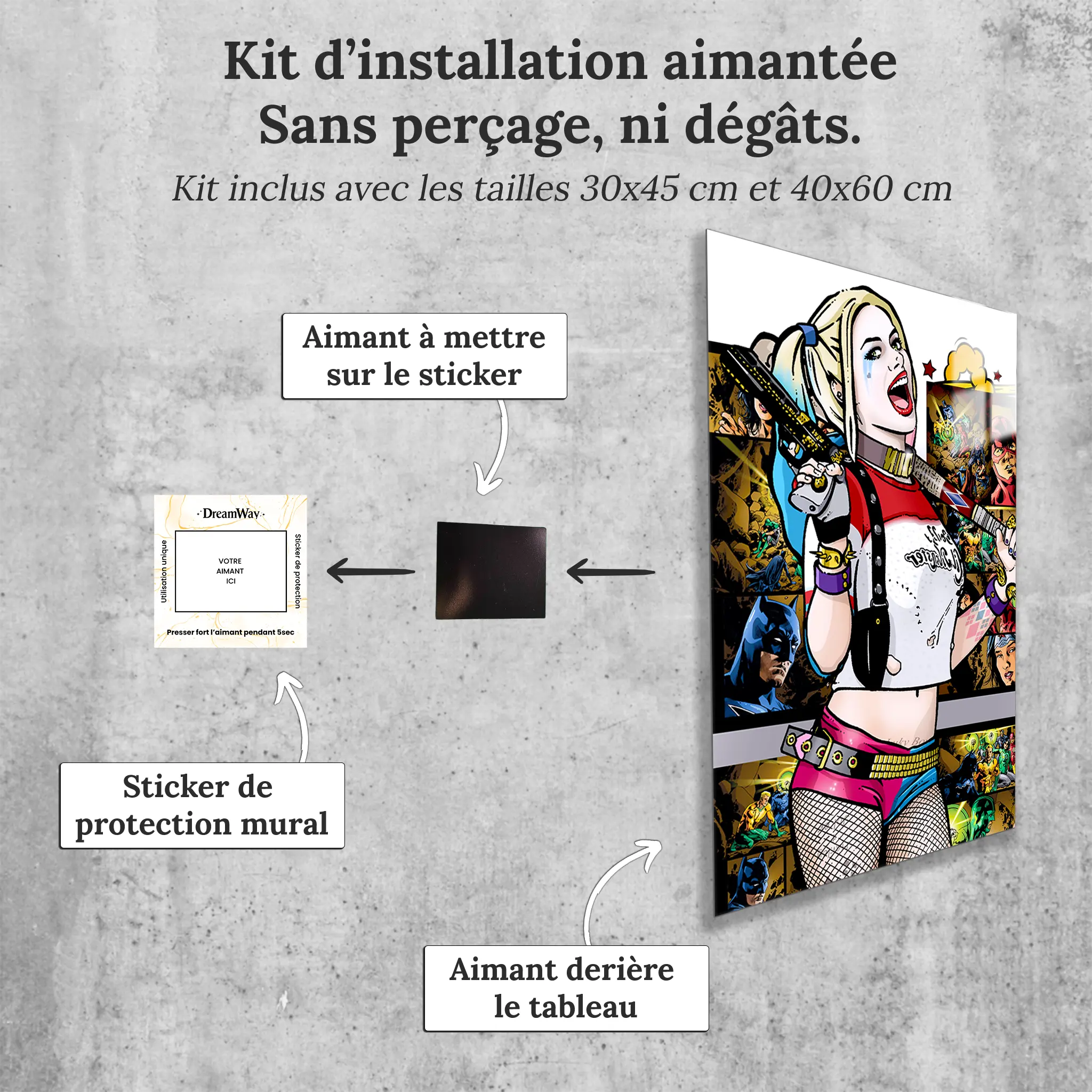tableau-harley-quinn-bd-avec-installation-aimantee | DreamWay