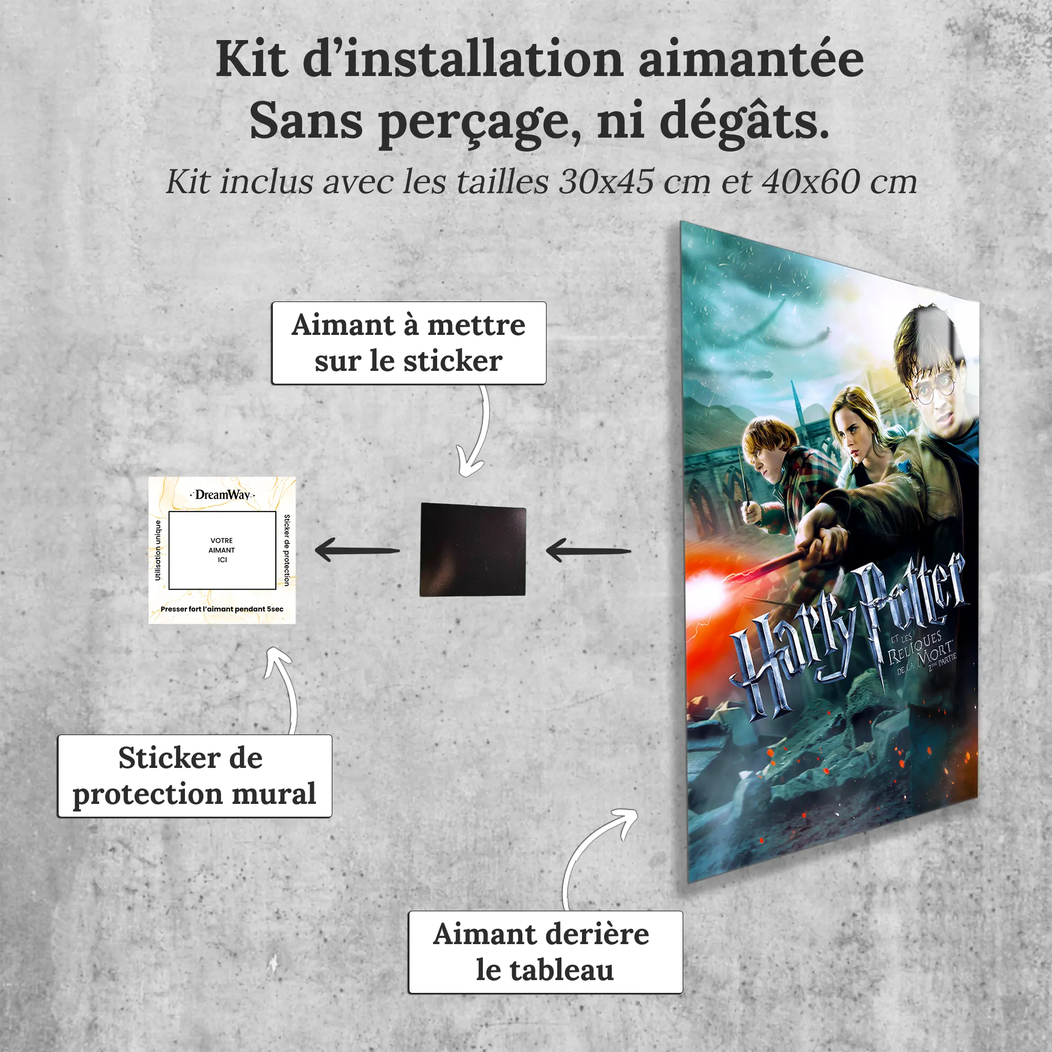 tableau-harry-potter-et-les-reliques-de-la-mort-partie-2-avec-installation-aimantee | DreamWay