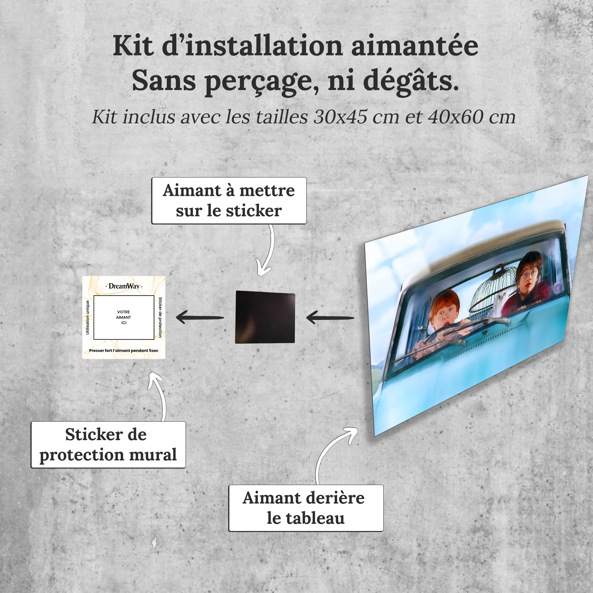 tableau-harry-potter-voiture-volante-avec-installation-aimantee | DreamWay
