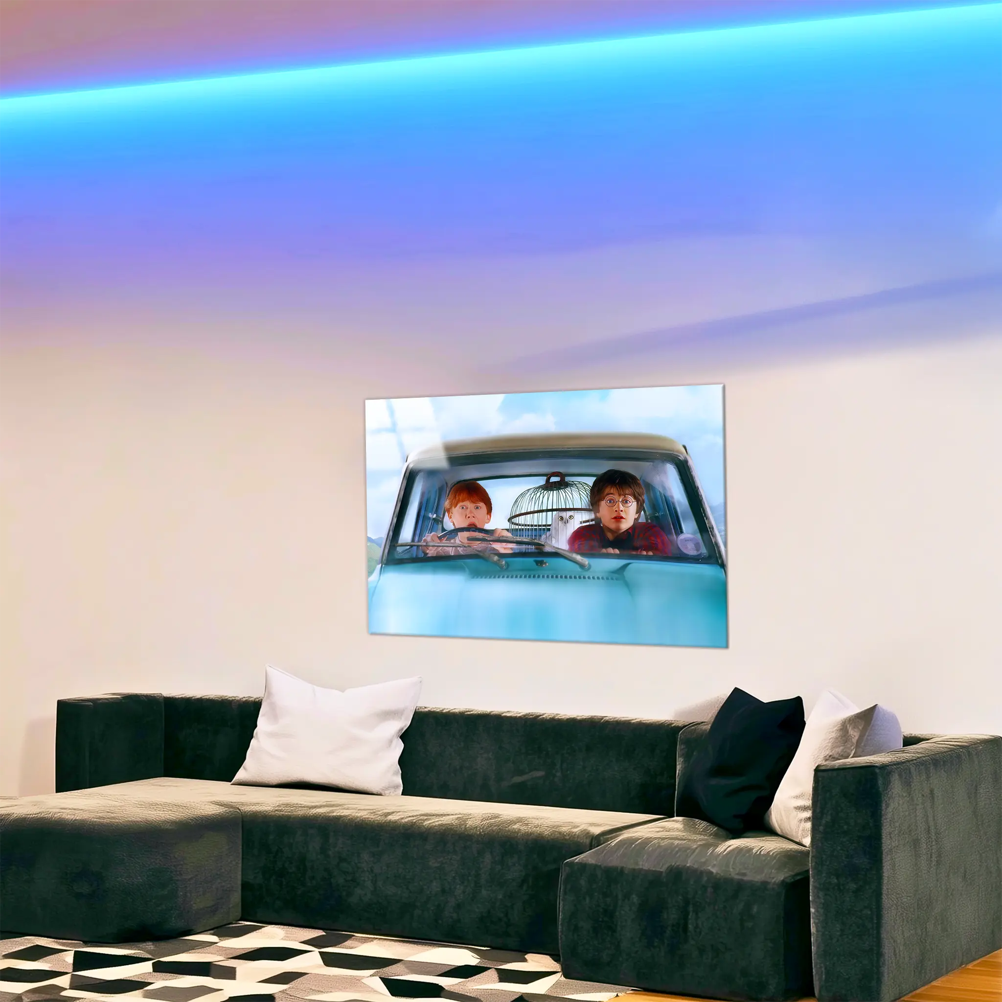 tableau-harry-potter-voiture-volante-dans-le-salon | DreamWay