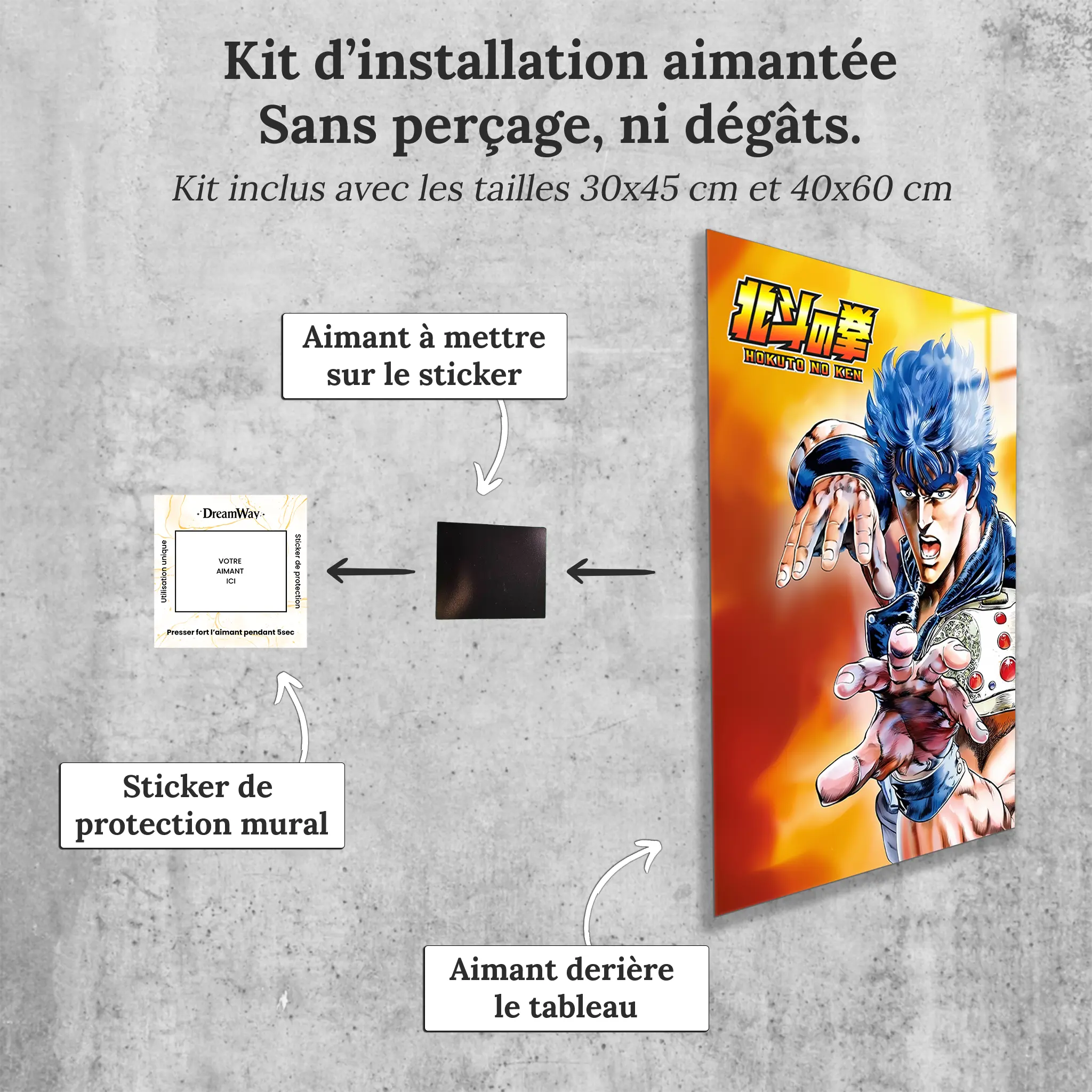 tableau-hokuto-no-ken-portrait-avec-installation-aimantee | DreamWay