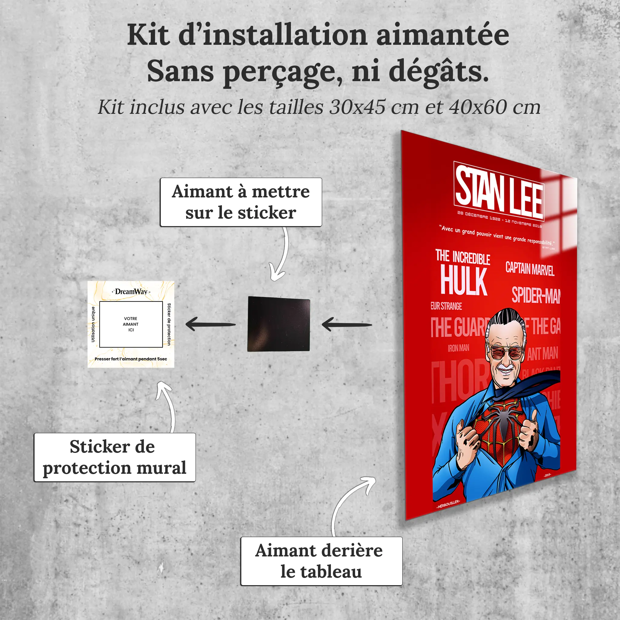 tableau-hommage-stan-lee-avec-installation-aimantee | DreamWay