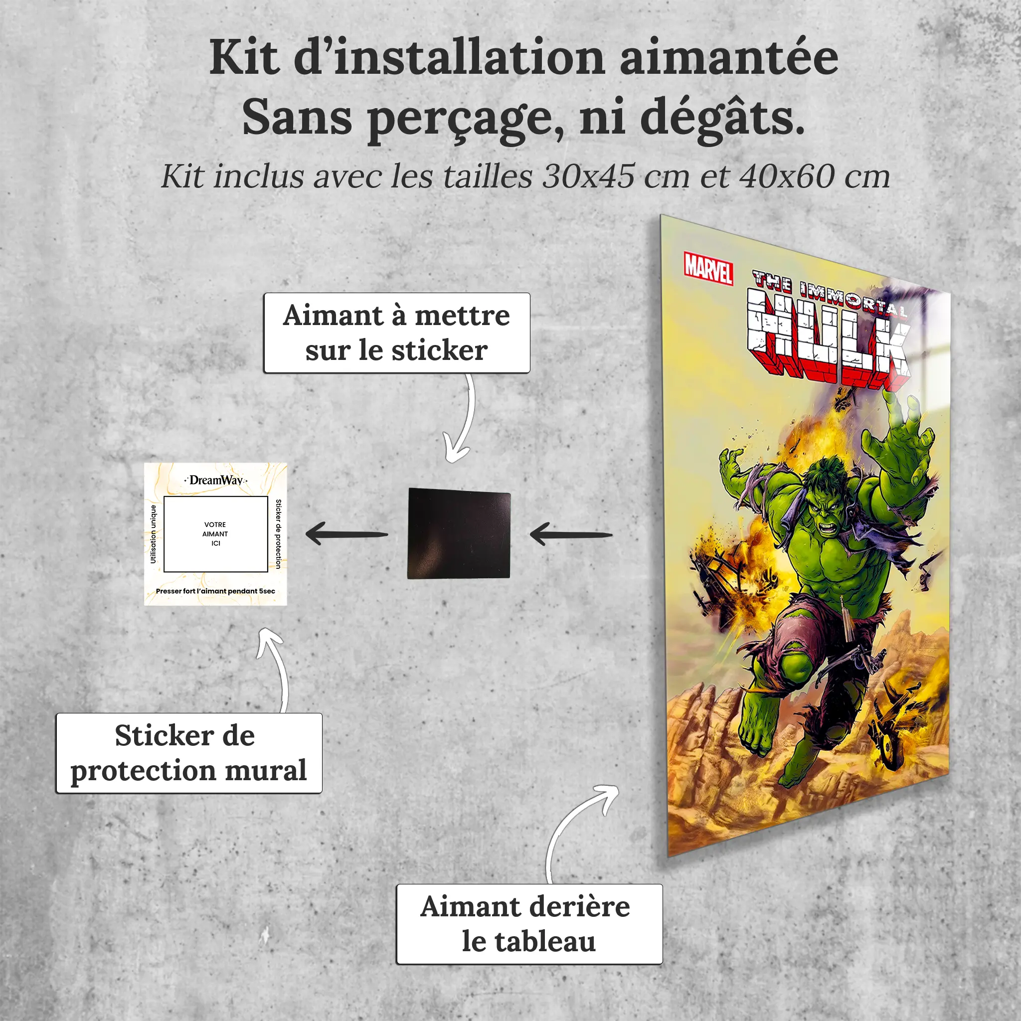 tableau-hulk-affiche-comics-avec-installation-aimantee | DreamWay