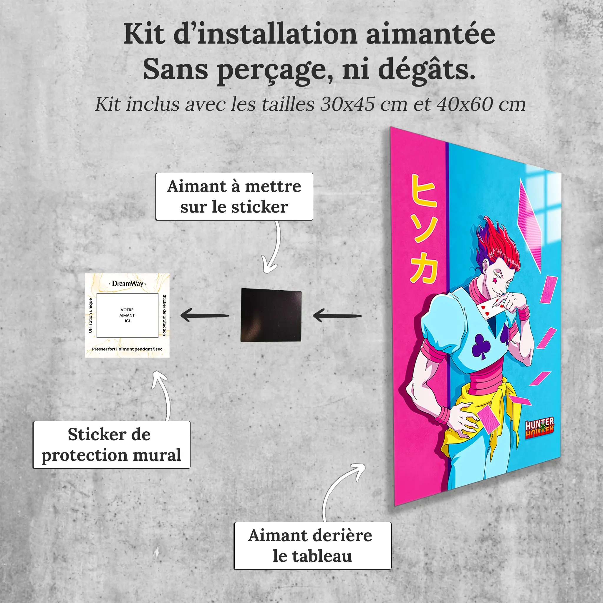 tableau-hunter-x-hunter-hisoka-carte-avec-installation-aimantee | DreamWay