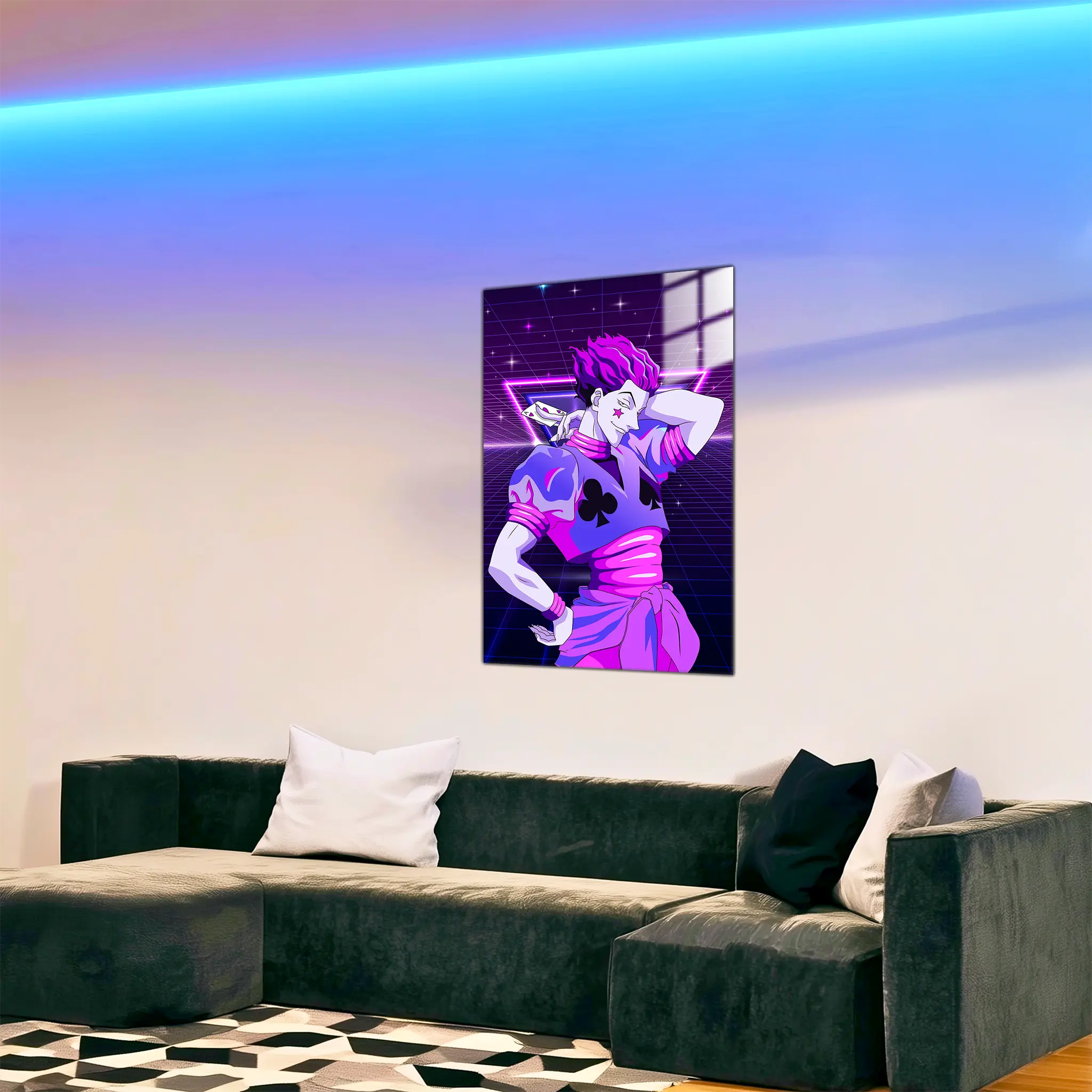 tableau-hunter-x-hunter-hisoka-neon-violet-dans-le-salon | DreamWay