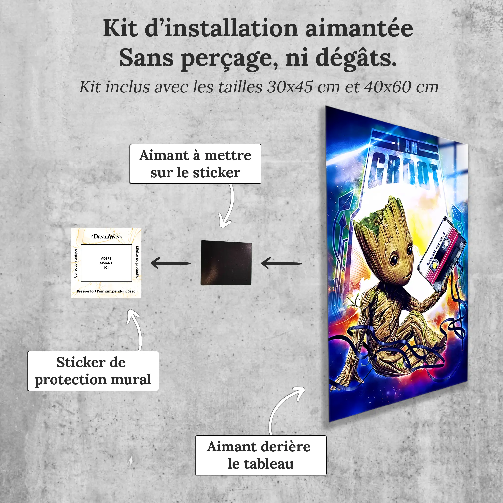 tableau-i-am-groot-avec-installation-aimantee | DreamWay