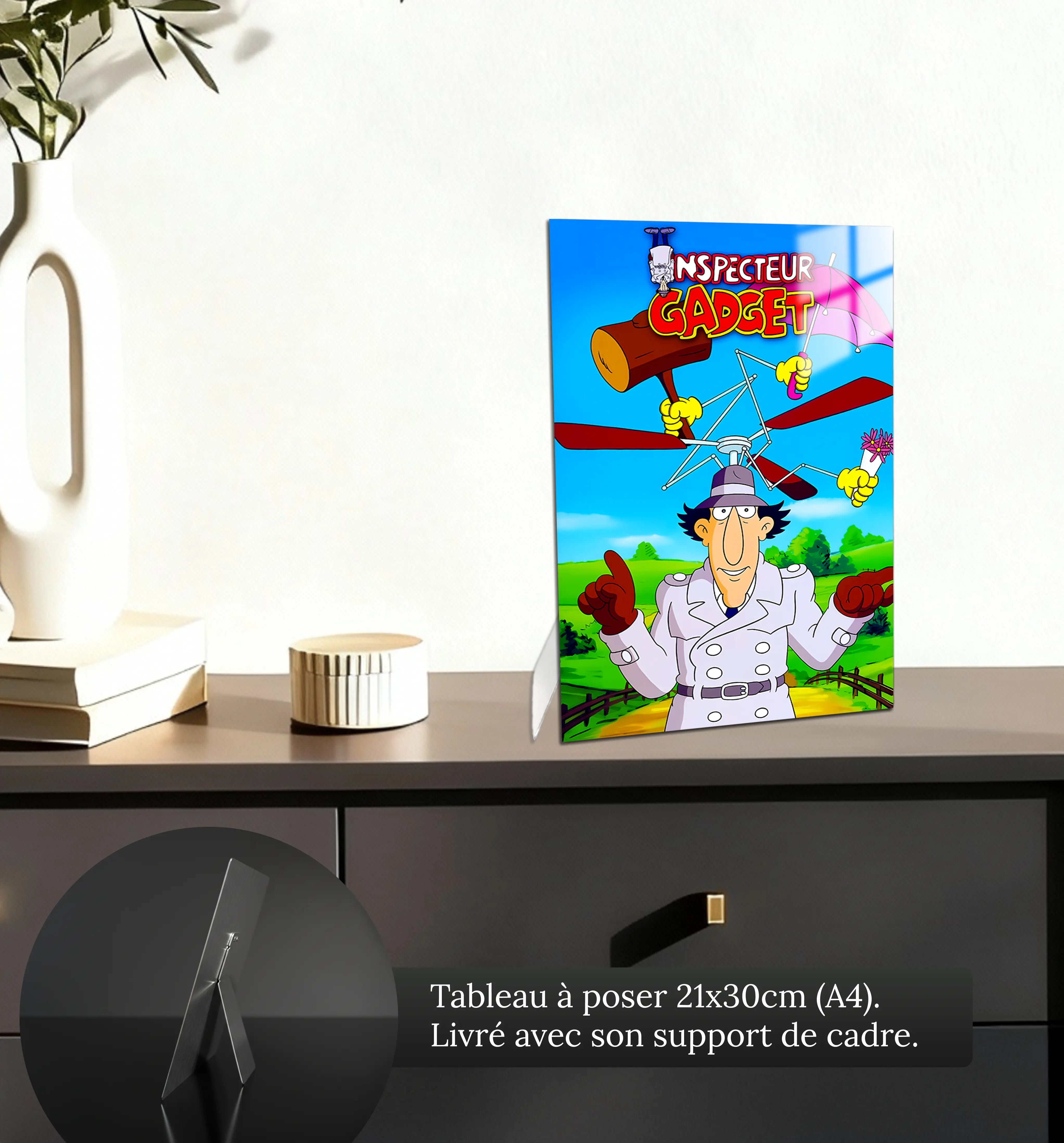 tableau-inspecteur-gadget-gogo-gadget-chapeau-petit-format-a-poser-sur-meuble | DreamWay