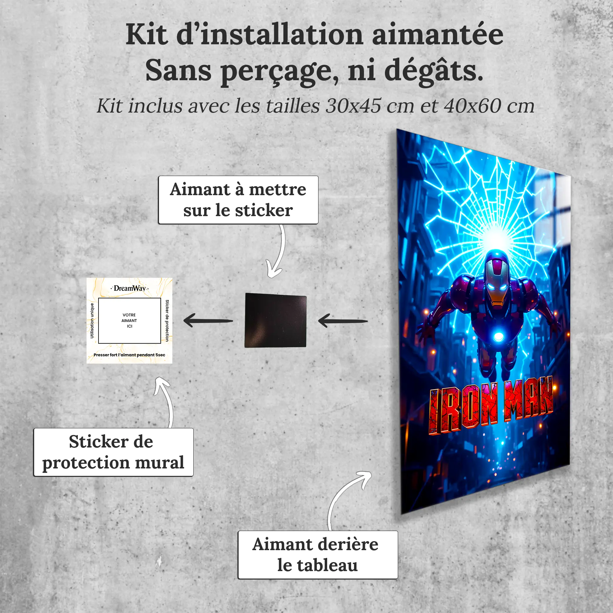 tableau-iron-man-affiche-avec-installation-aimantee | DreamWay