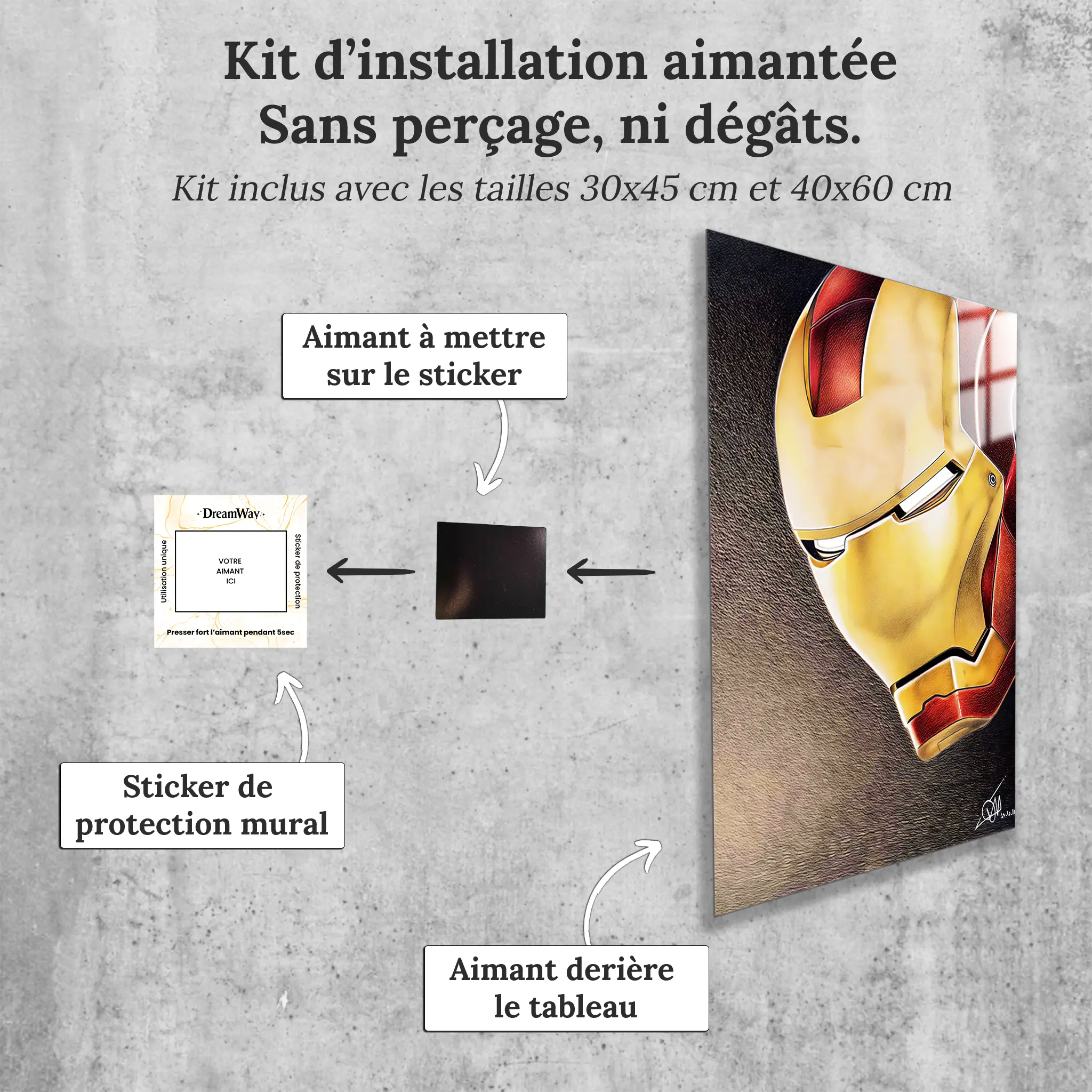 tableau-iron-man-visage-avec-installation-aimantee | DreamWay