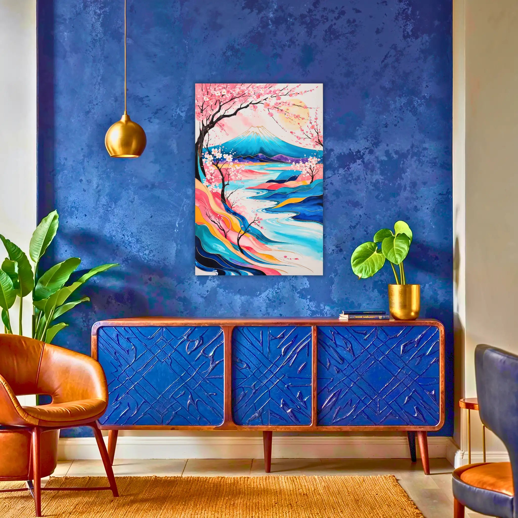 tableau-japonais-abstrait-au-dessus-du-buffet | DreamWay