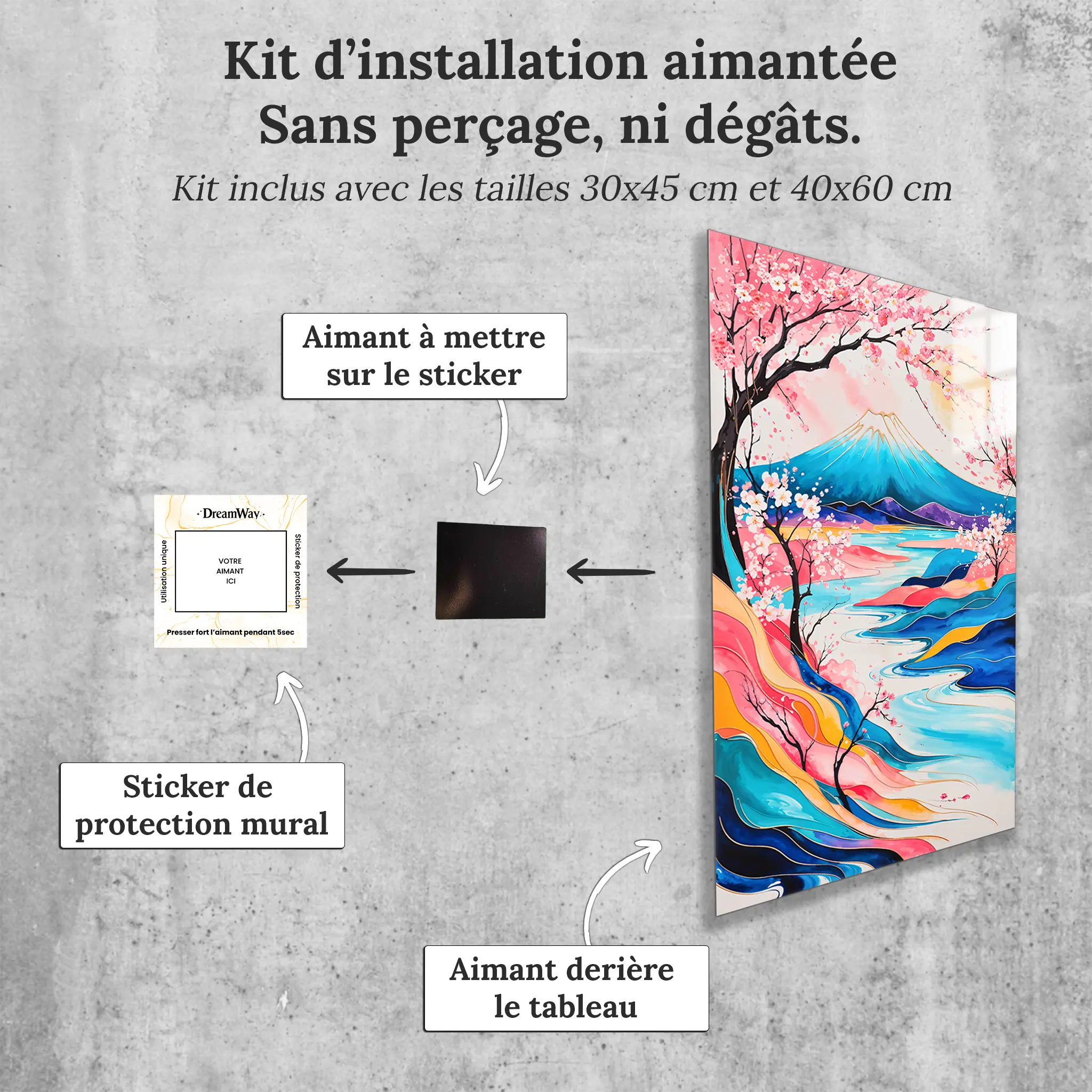 tableau-japonais-abstrait-avec-installation-aimantee | DreamWay