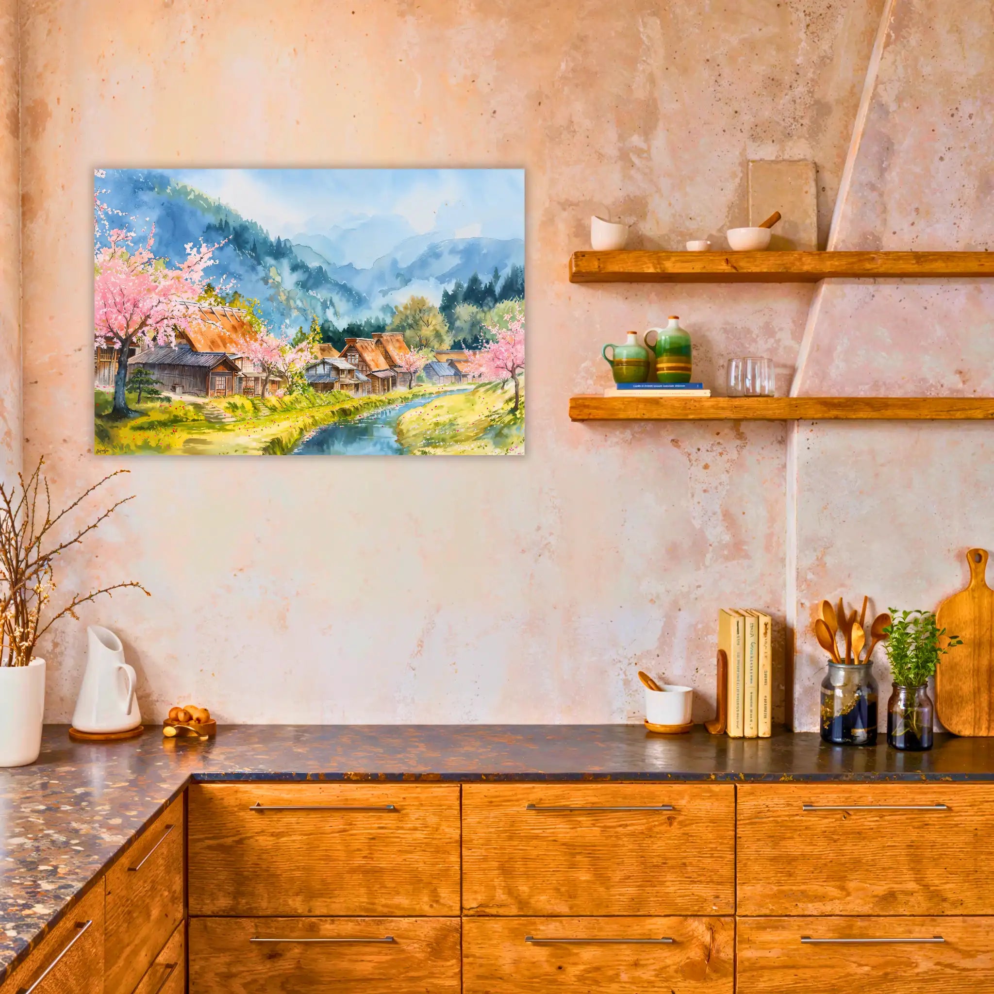 tableau-japonais-aquarelle-dans-la-cuisine | DreamWay