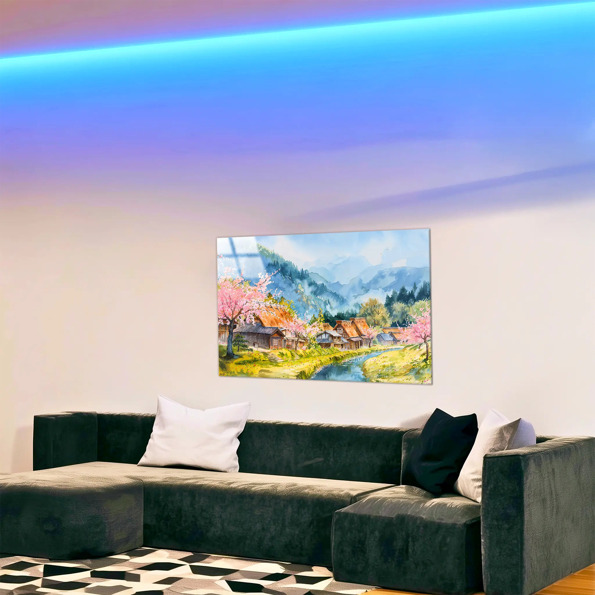 tableau-japonais-aquarelle-dans-le-salon | DreamWay