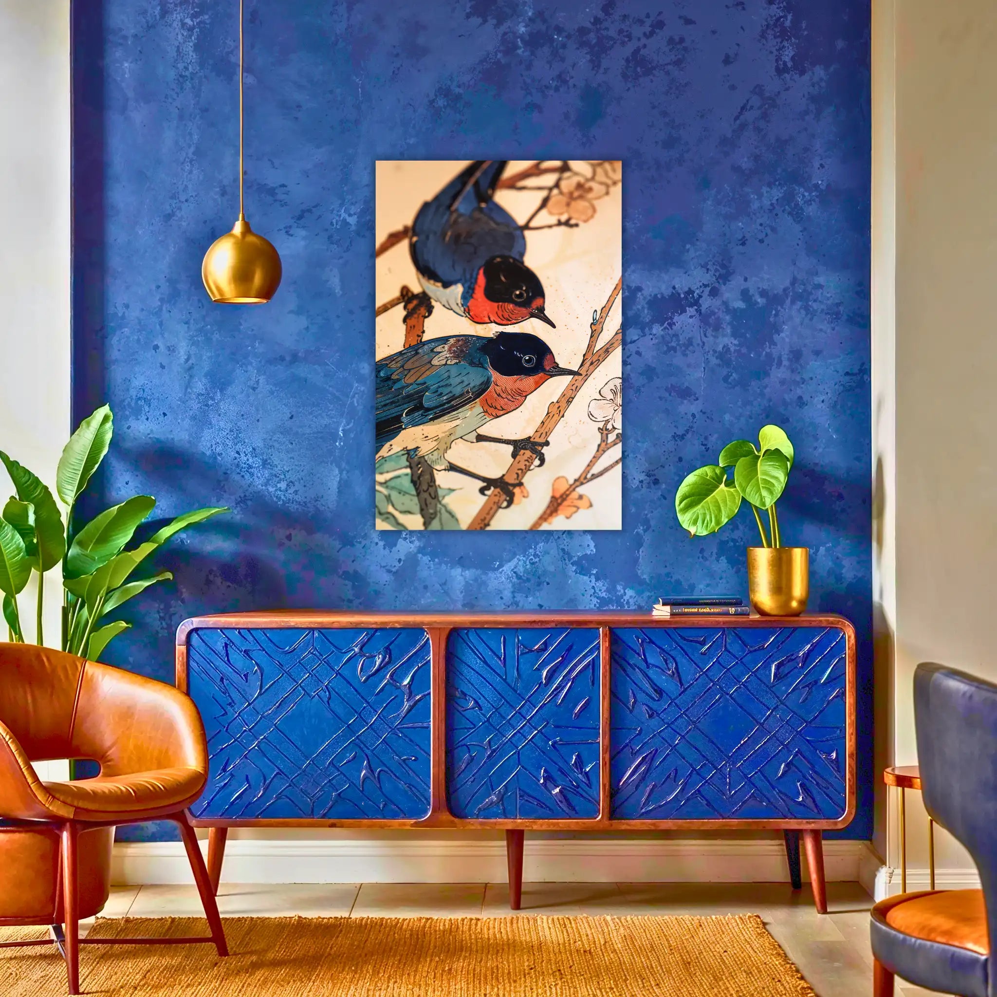 tableau-japonais-avec-des-hirondelles-au-dessus-du-buffet | DreamWay