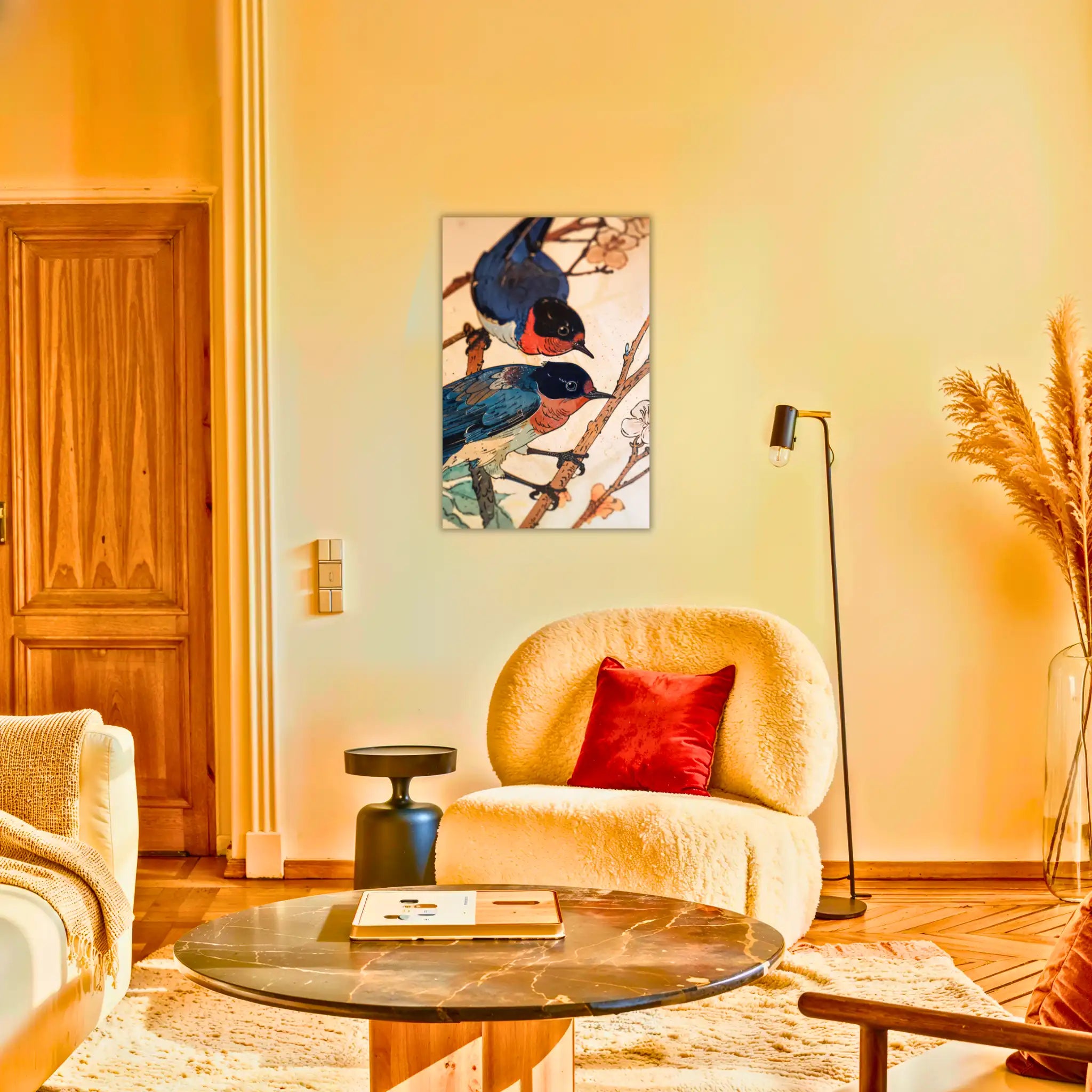 tableau-japonais-avec-des-hirondelles-au-salon | DreamWay