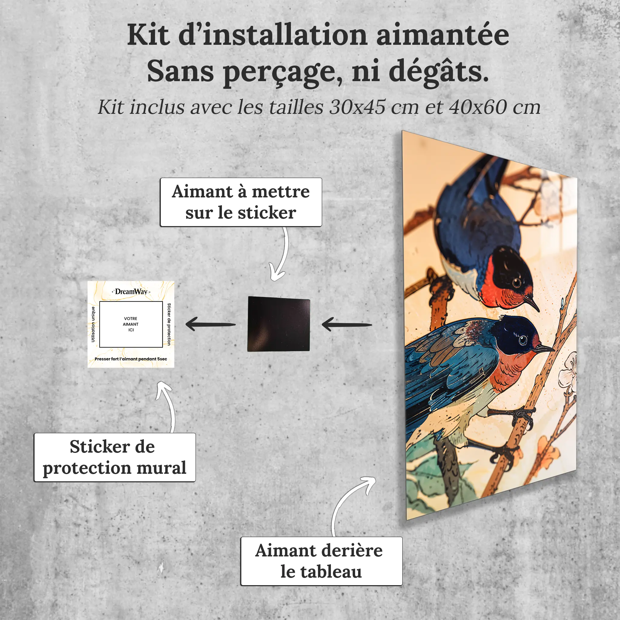 tableau-japonais-avec-des-hirondelles-avec-installation-aimantee | DreamWay