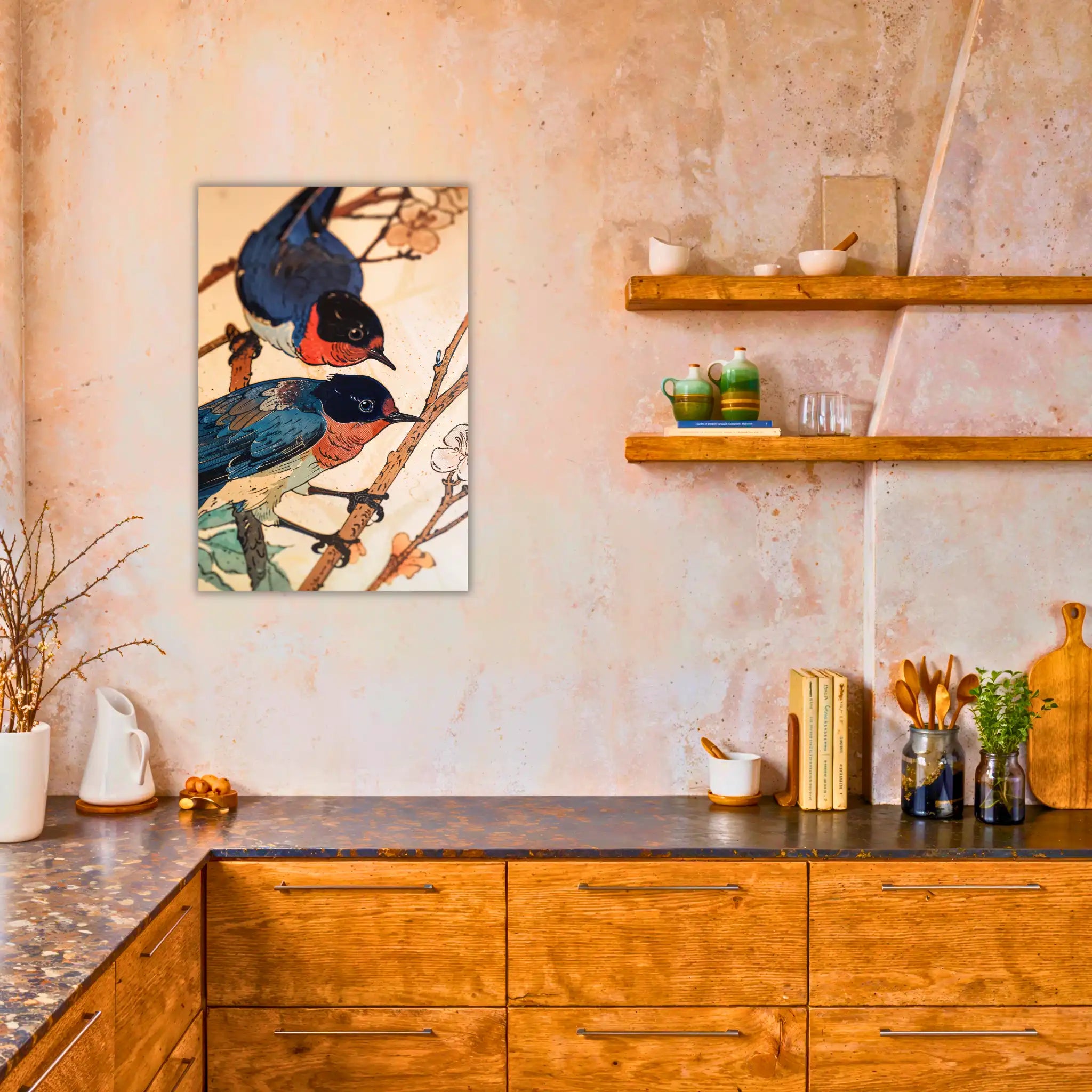 tableau-japonais-avec-des-hirondelles-dans-la-cuisine | DreamWay