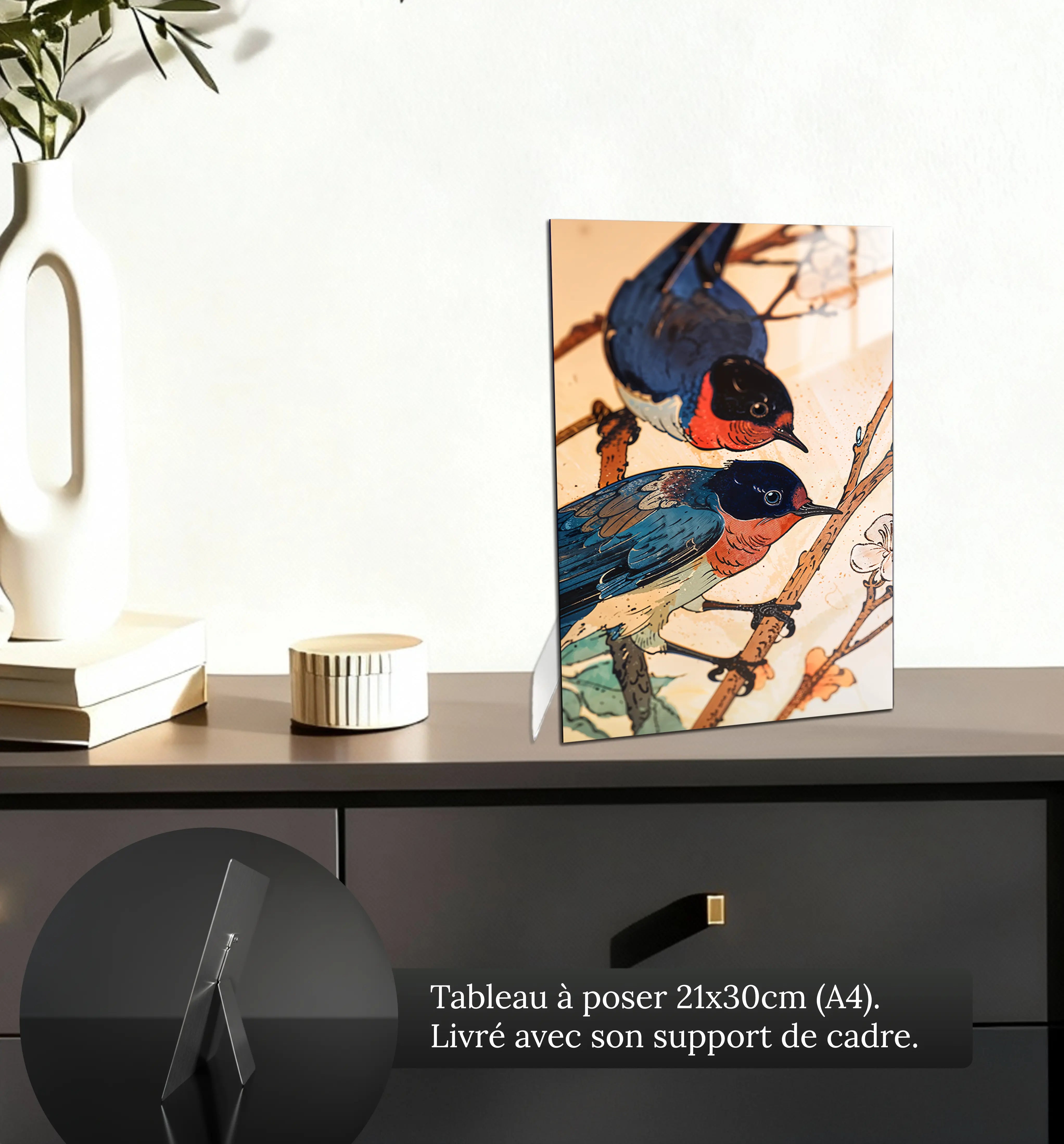 tableau-japonais-avec-des-hirondelles-petit-format-a-poser-sur-meuble | DreamWay