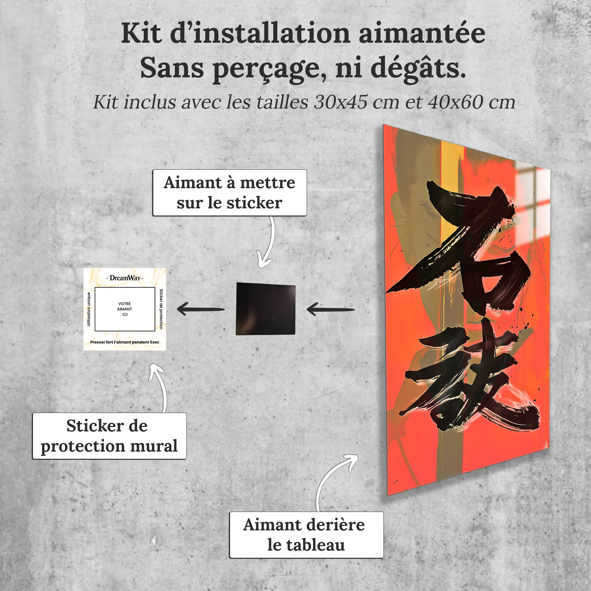 tableau-japonais-calligraphie-avec-installation-aimantee | DreamWay