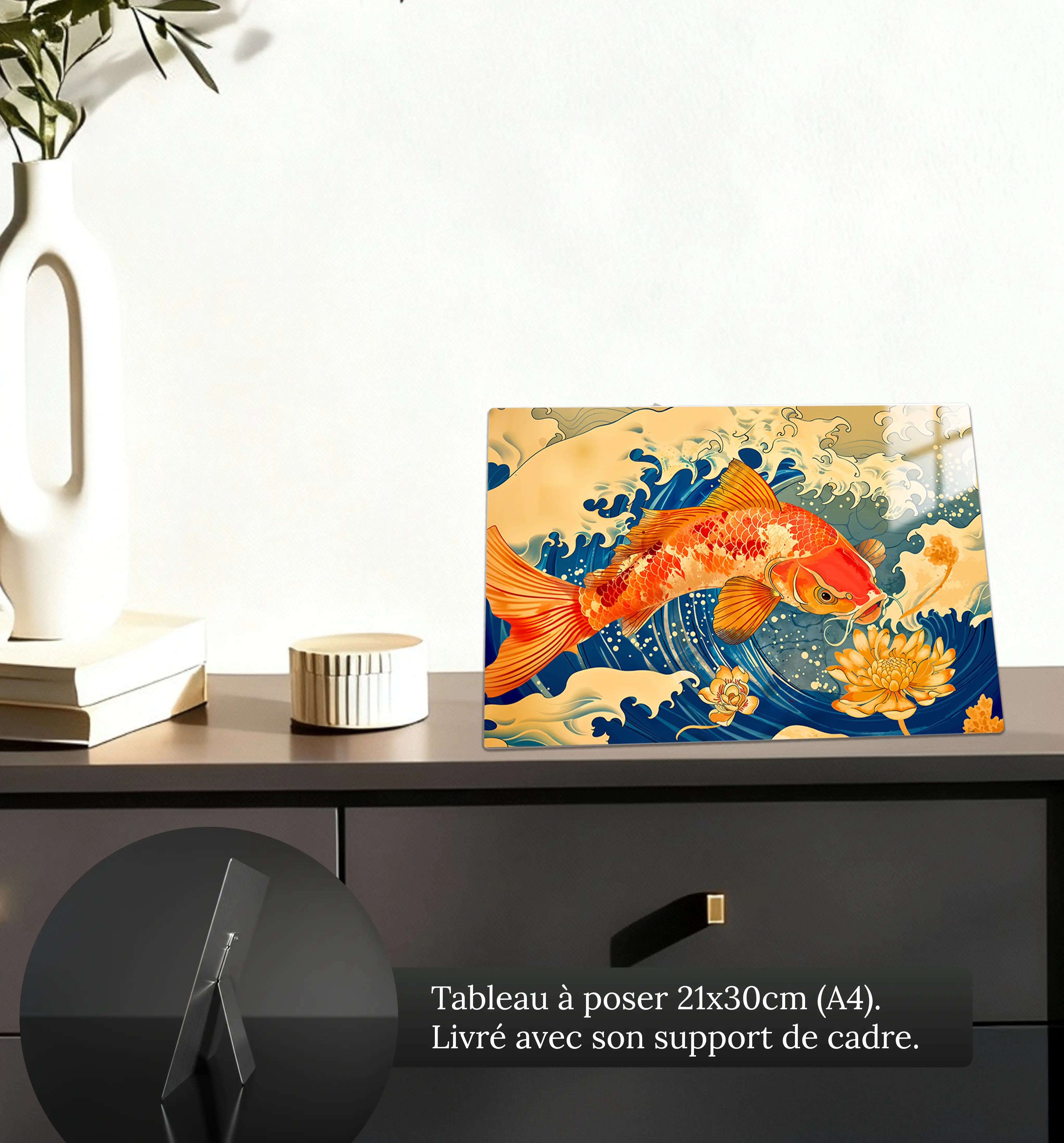 tableau-japonais-carpe-cascade-petit-format-a-poser-sur-meuble | DreamWay