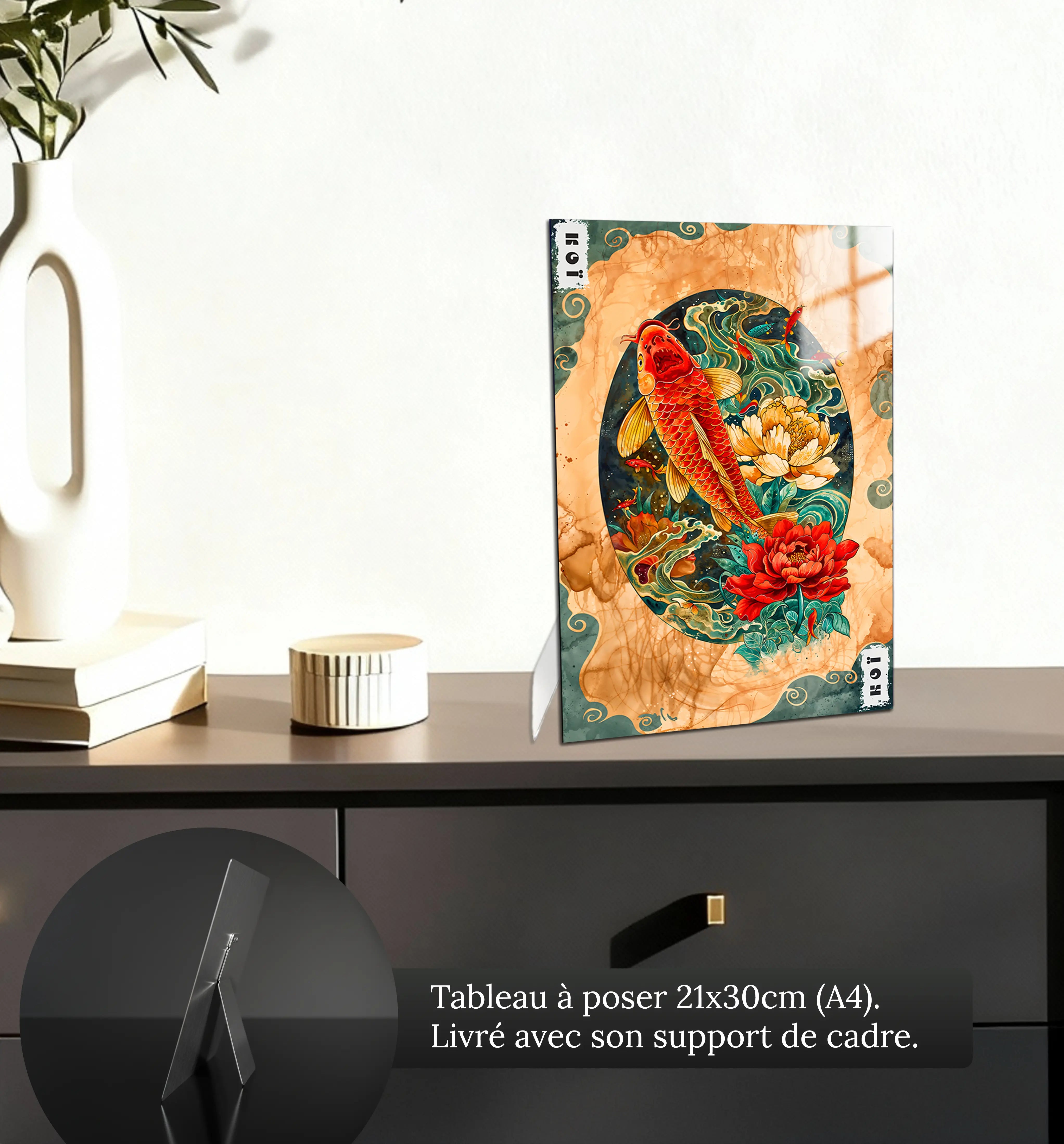 tableau-japonais-carpe-koi-petit-format-a-poser-sur-meuble | DreamWay