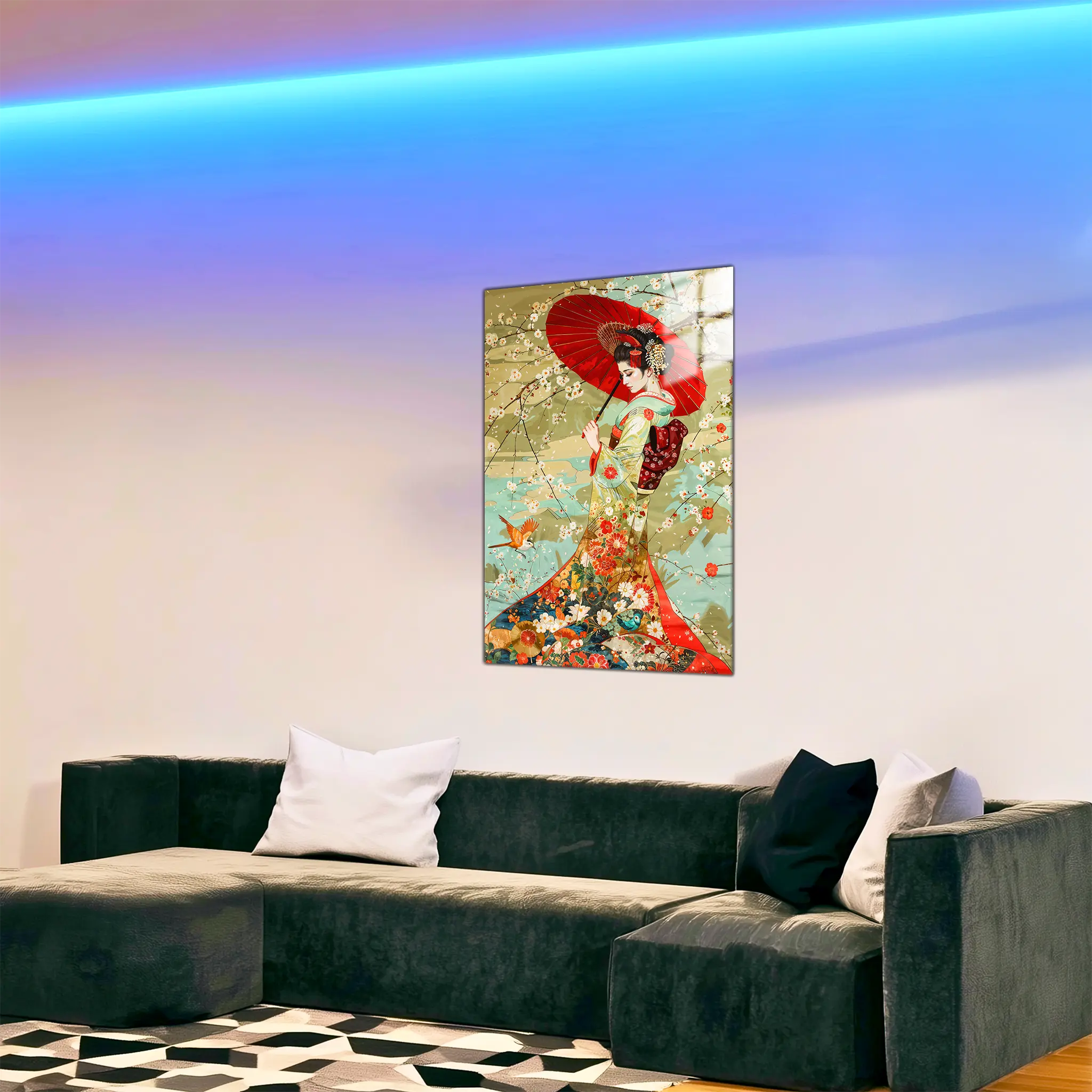 tableau-japonais-cerisier-geisha-dans-le-salon | DreamWay