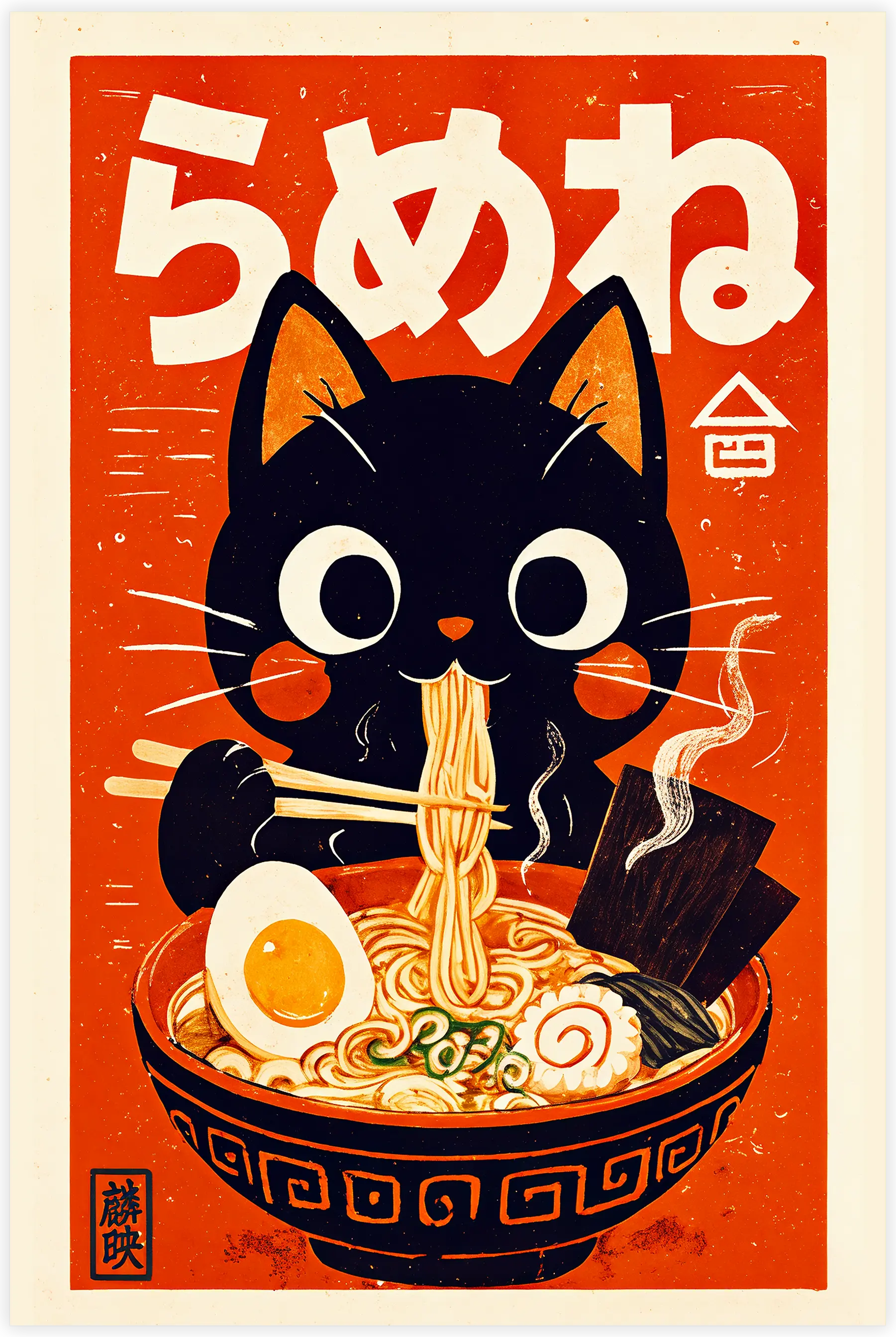 tableau-japonais-chat-ramen | DreamWay