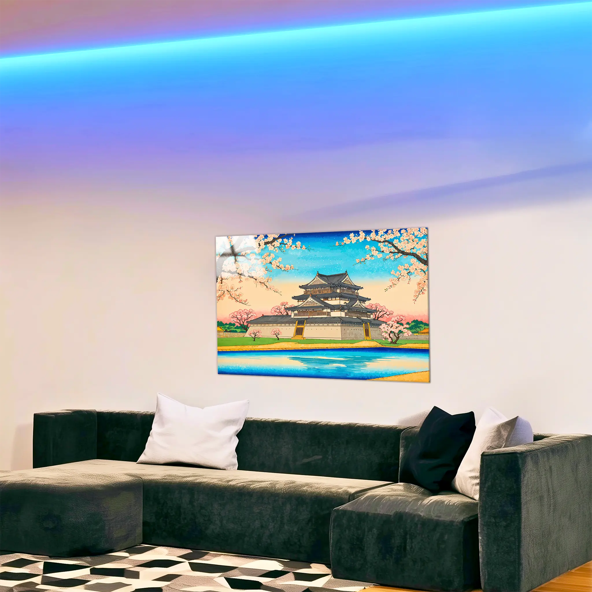 tableau-japonais-chateau-edo-dans-le-salon | DreamWay